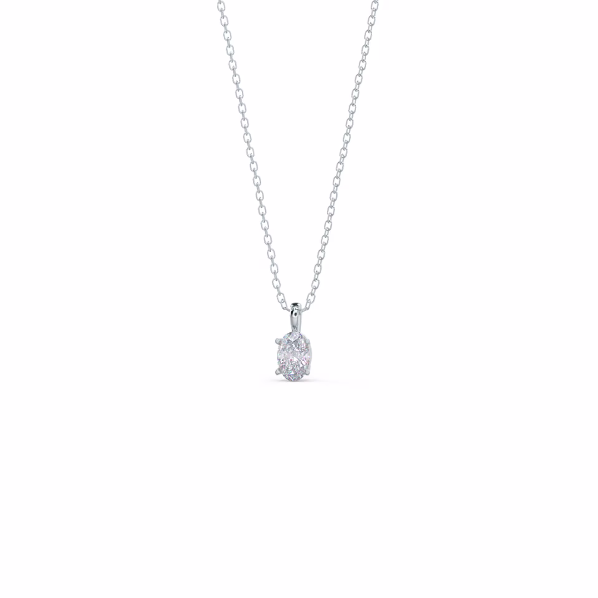 Hand Selected 0.35 ctw Lab Grown Diamonds set in White Gold Oval Diamond Classic Solitaire Pendant (Main View)