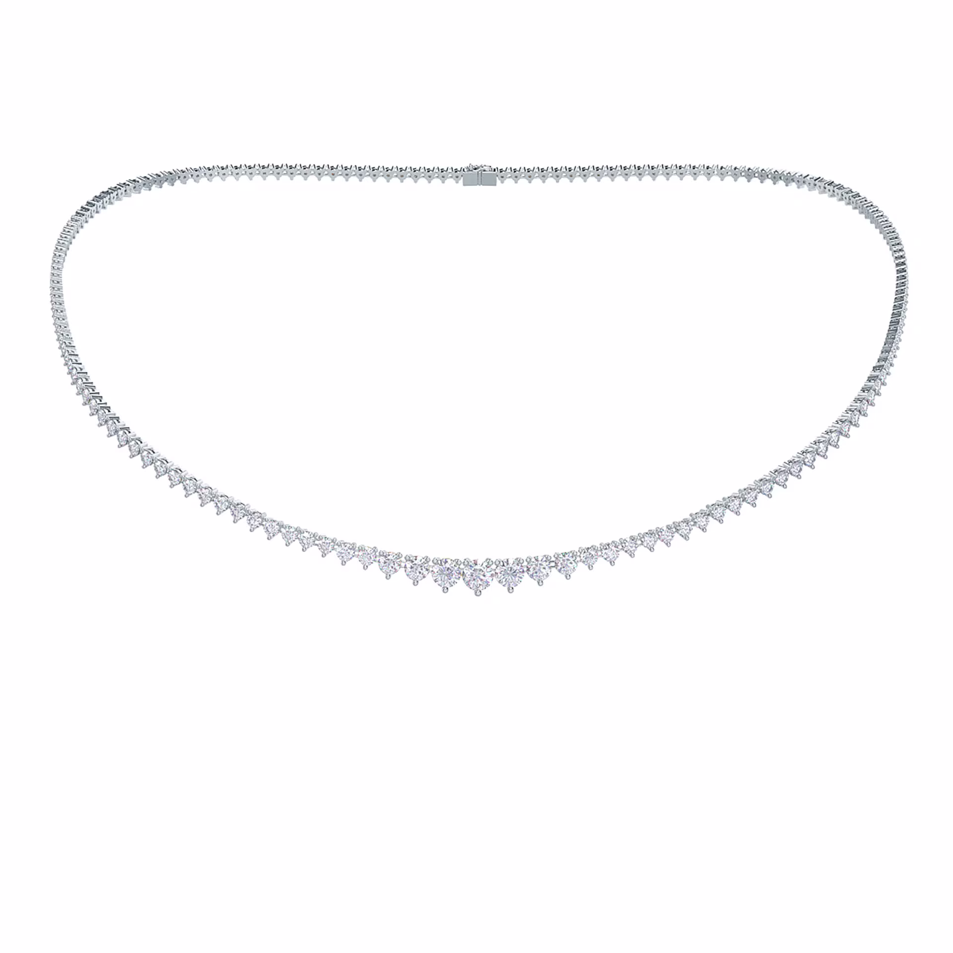 7.0 Carat Round Lab Grown Diamonds set in 18k White Gold Diamond Riviera Choker (Main View)
