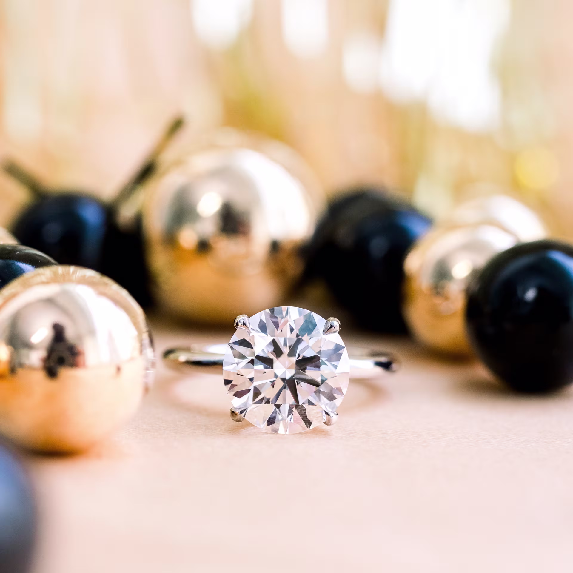 3.75 carat Platinum Round Classic Four Prong Solitaire Diamond Engagement Ring featuring Created Diamonds (Main View)