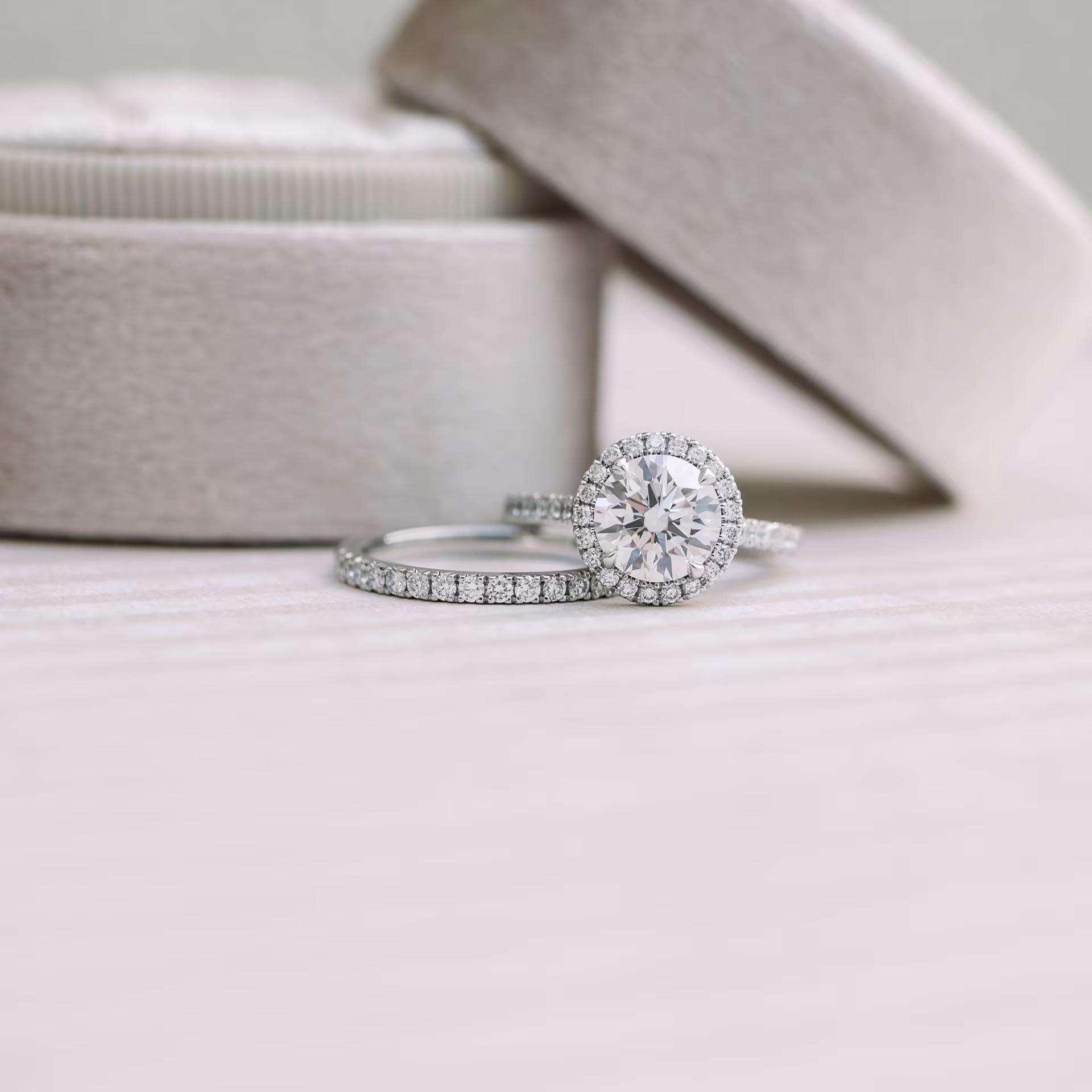 Platinum French Pavé Half Band featuring High Quality 0.3 ctw Round Lab Diamonds (Main View)