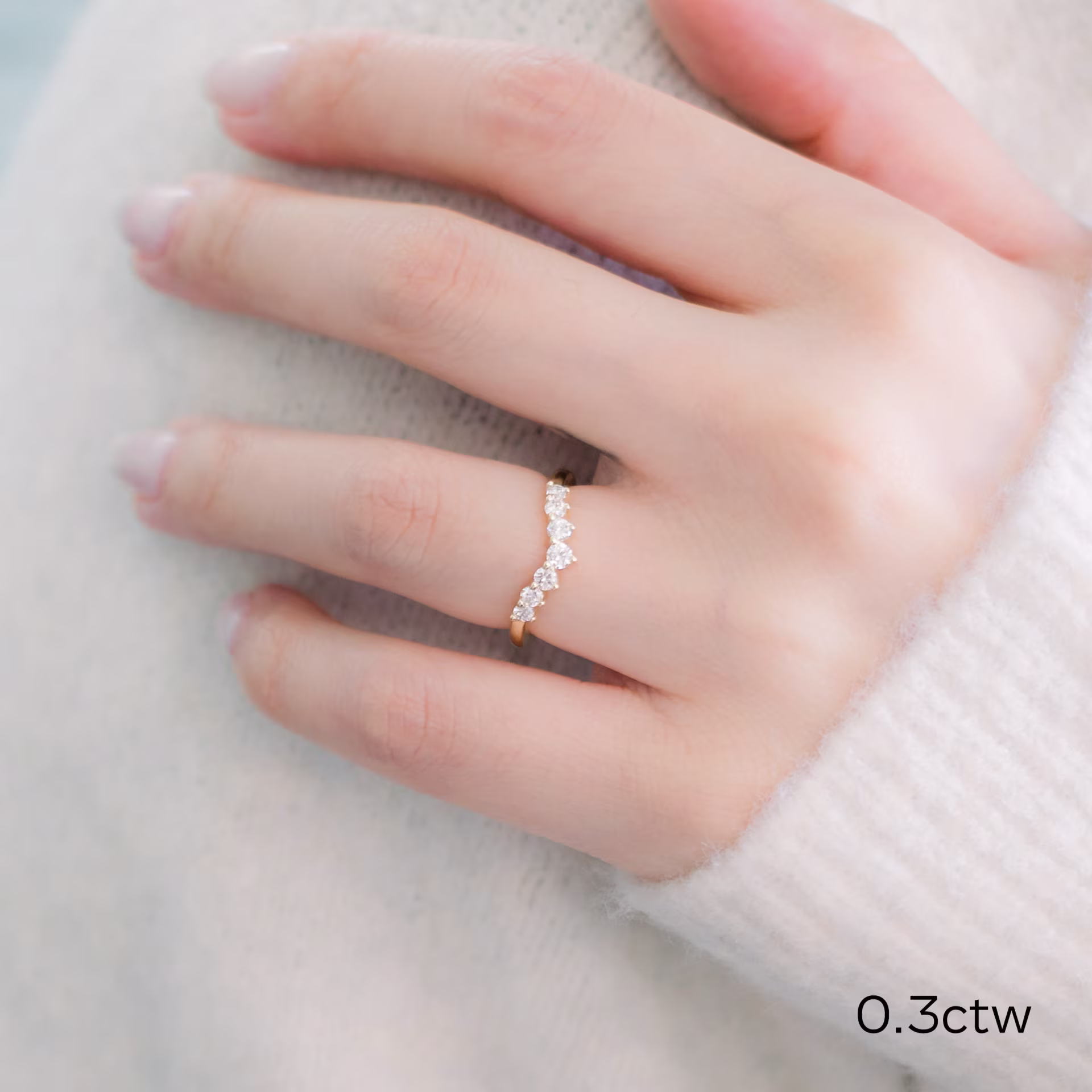 Round Man Made Diamonds set in Nesting Half Band (Main View)