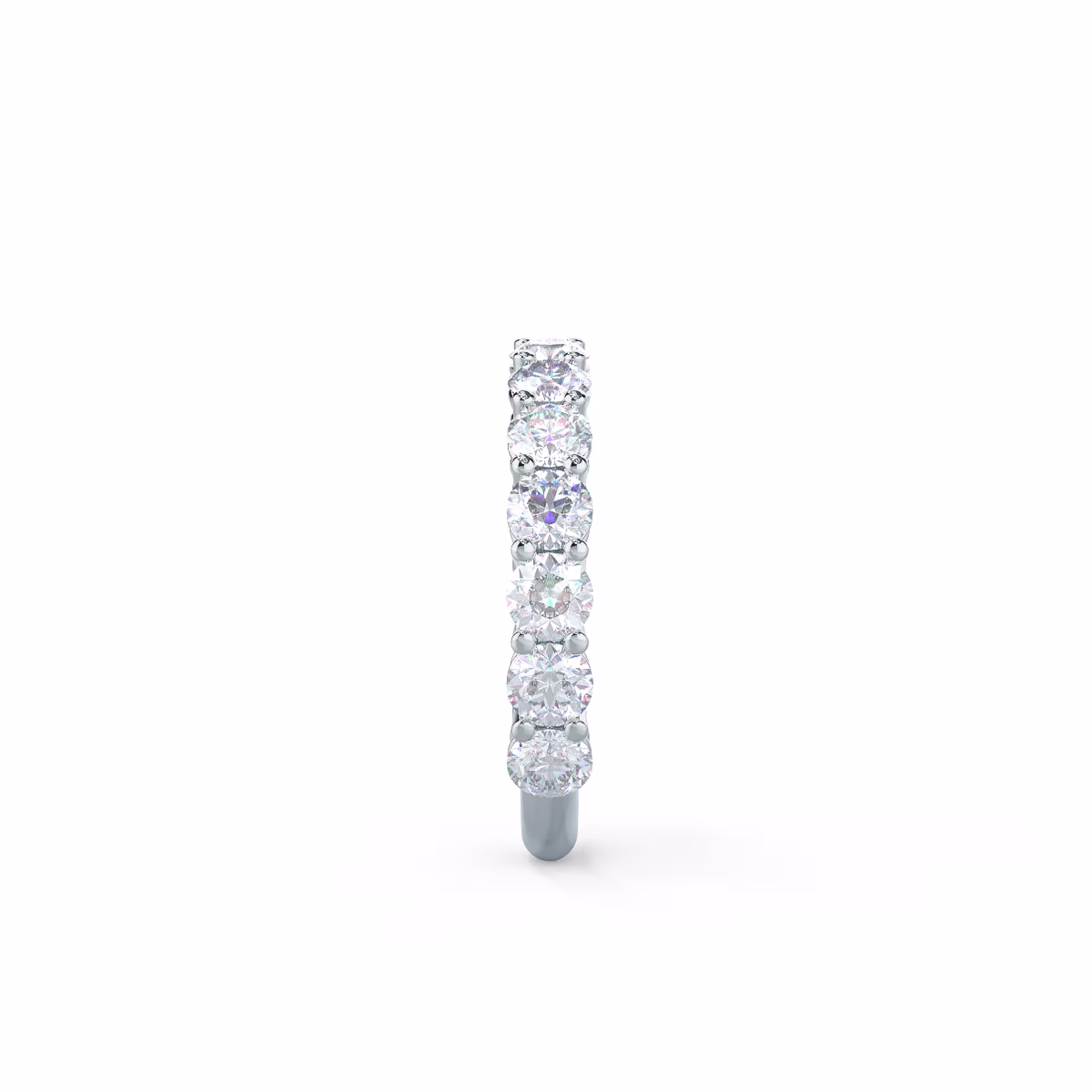 2.0 ctw Round Diamonds set in 18k White Gold Prong Set Three Quarter Band (Side View)