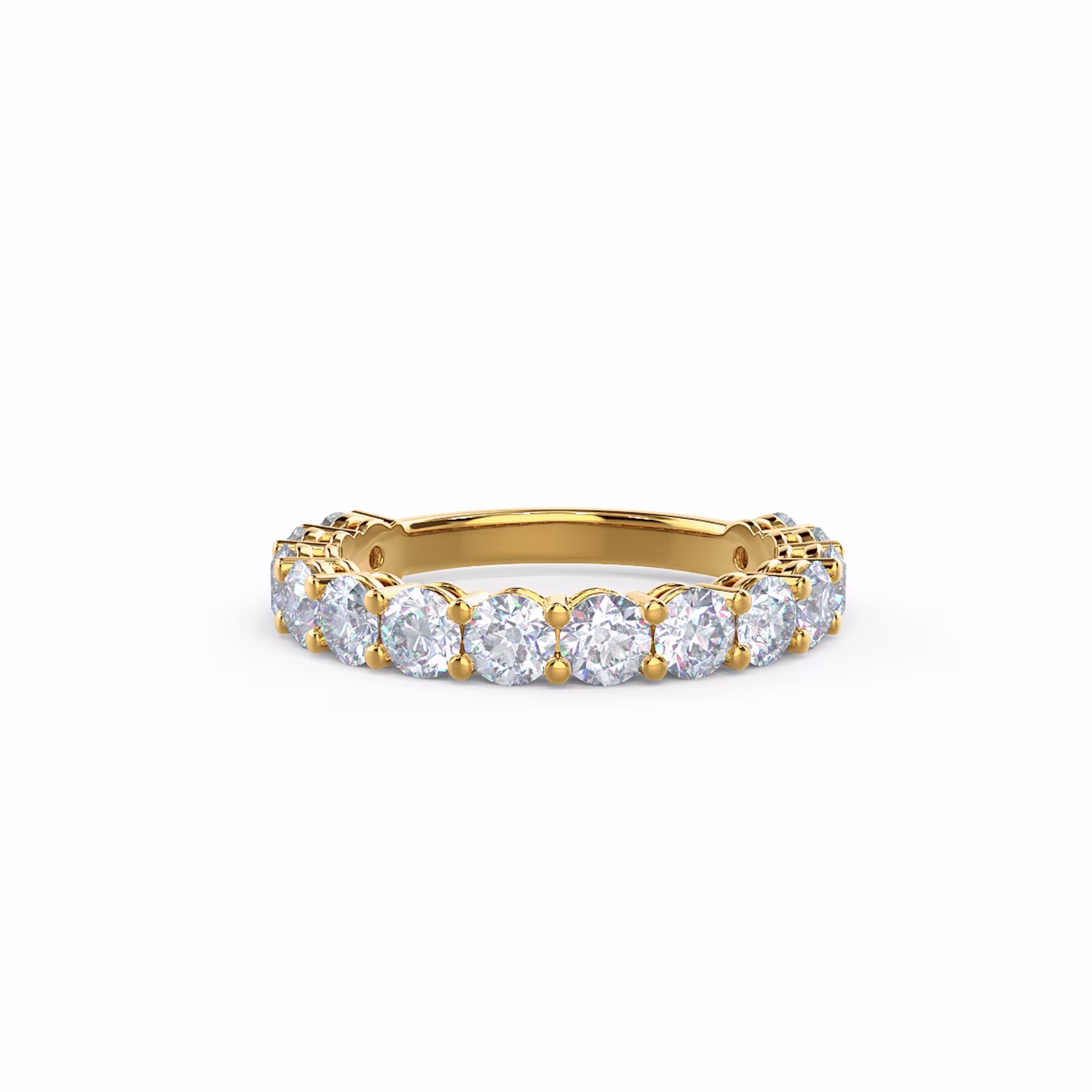 2.0 Carat Round Brilliant Man Made Diamonds Prong Set Three Quarter Band in 14k Yellow Gold (Main View)