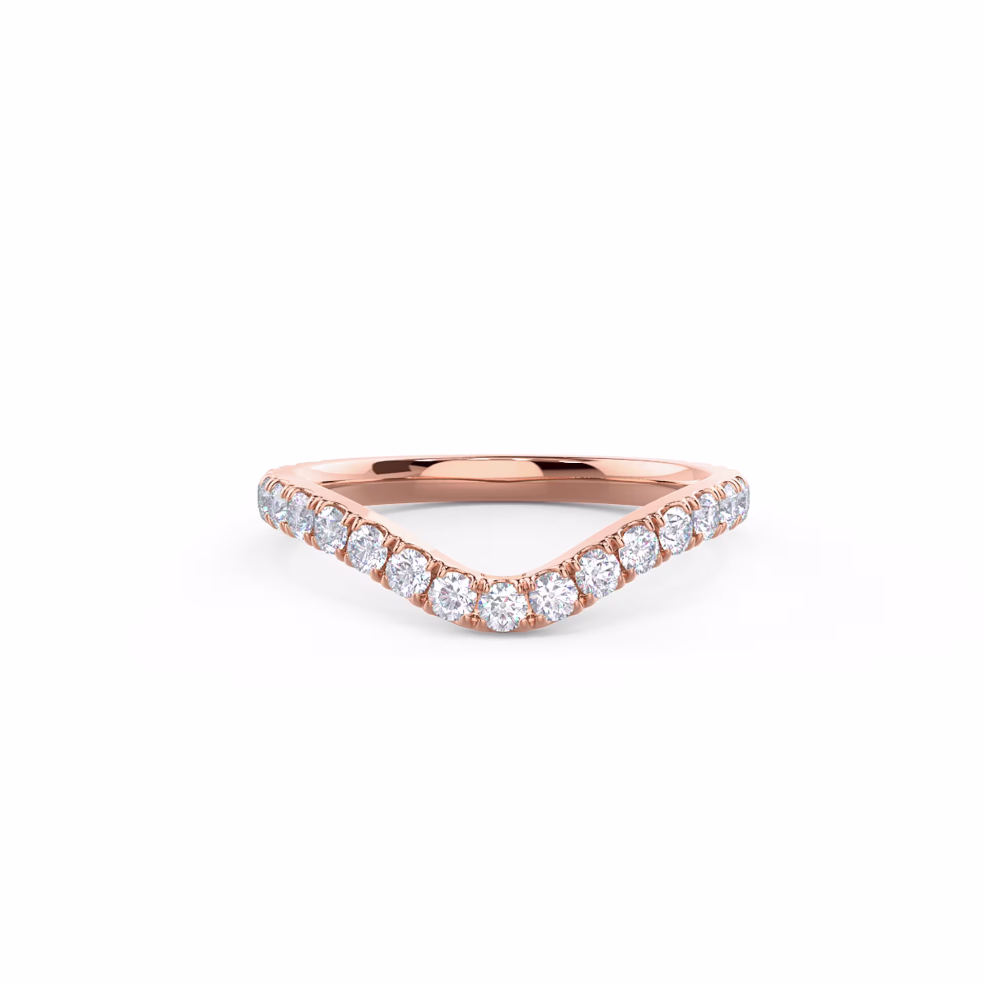 0.6 Carat Round Brilliant Diamonds Pavé Contoured Three Quarter Band in 14k Rose Gold (Main View)