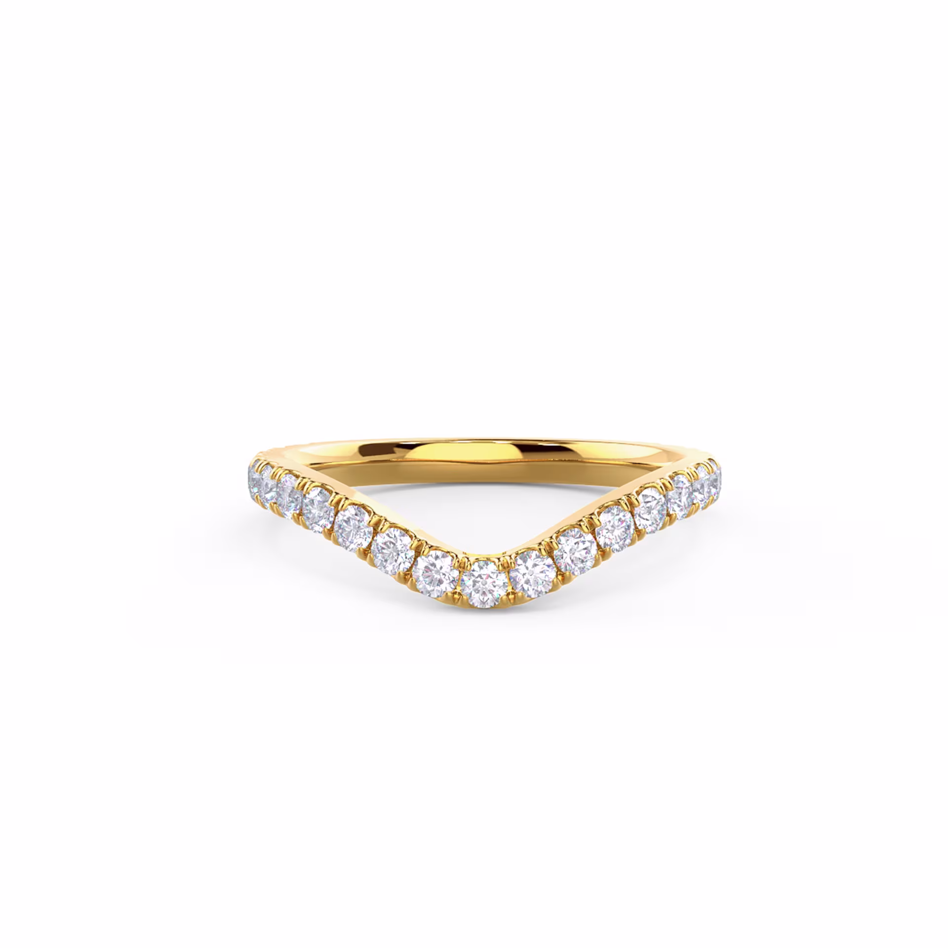 High Quality 0.6 Carat Round Lab Diamonds Pavé Contoured Three Quarter Band in 14kt Yellow Gold (Main View)