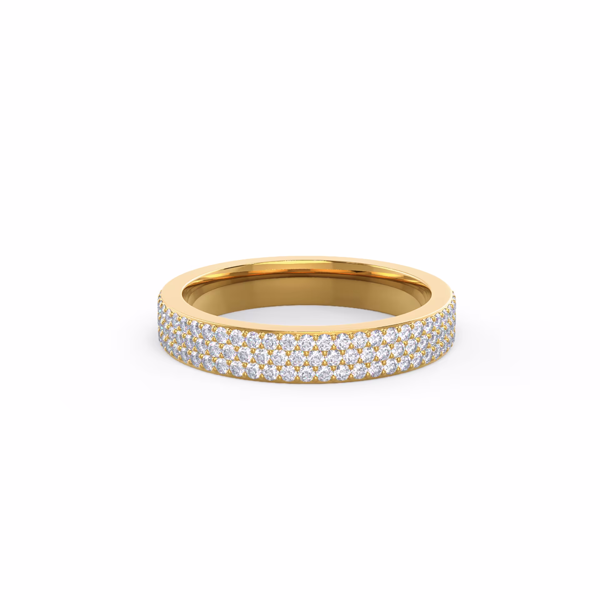 0.85 ctw Round Lab Diamonds set in 14k Yellow Gold Three Row Pavé Eternity Band (Main View)