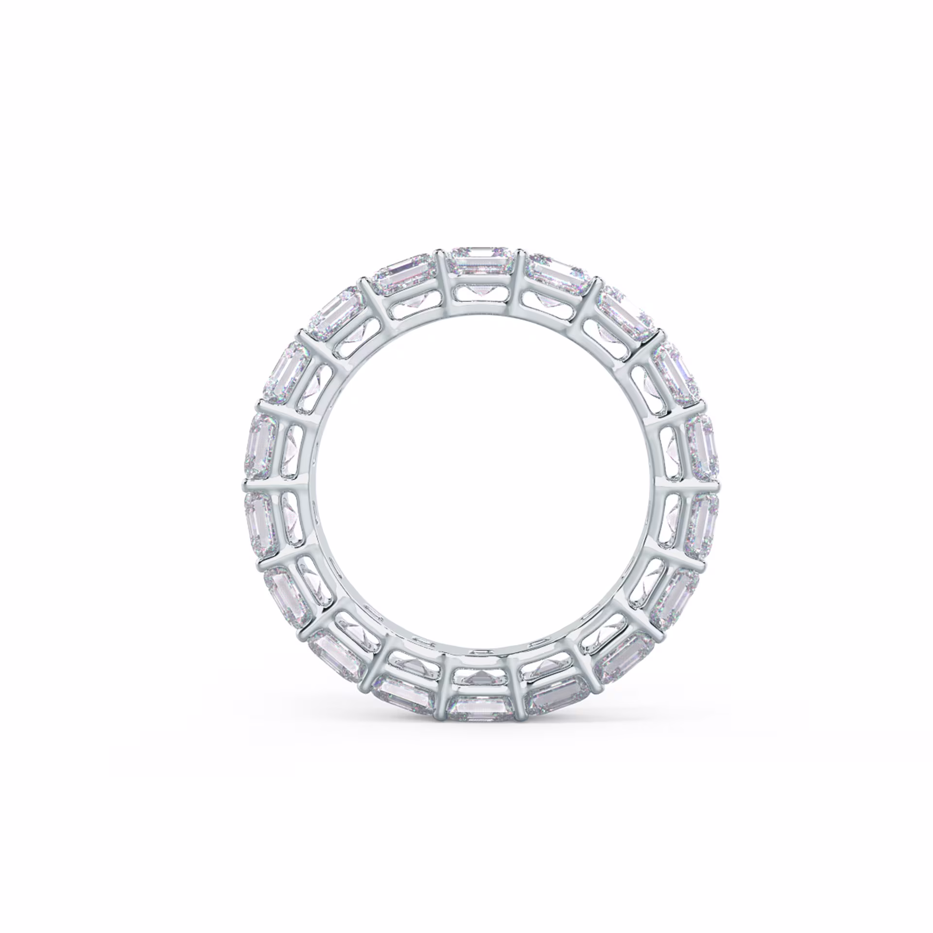 5.5 ctw Lab Diamonds Asscher Cut Eternity Band in 18k White Gold (Profile View)