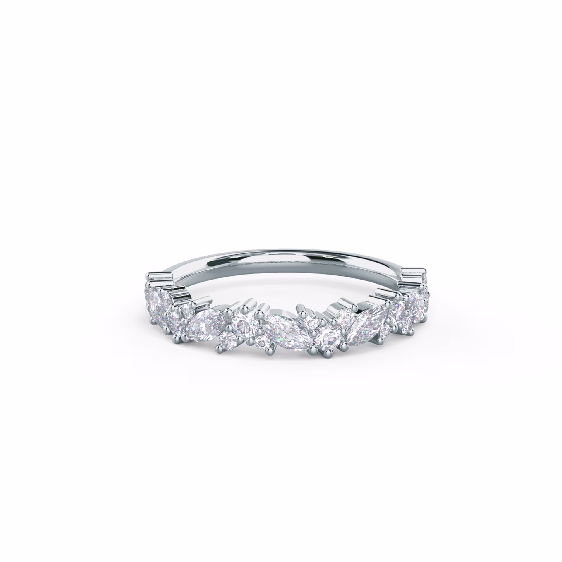 0.75 Carat Created Diamonds set in 18k White Gold Jessica Half Band (Main View)