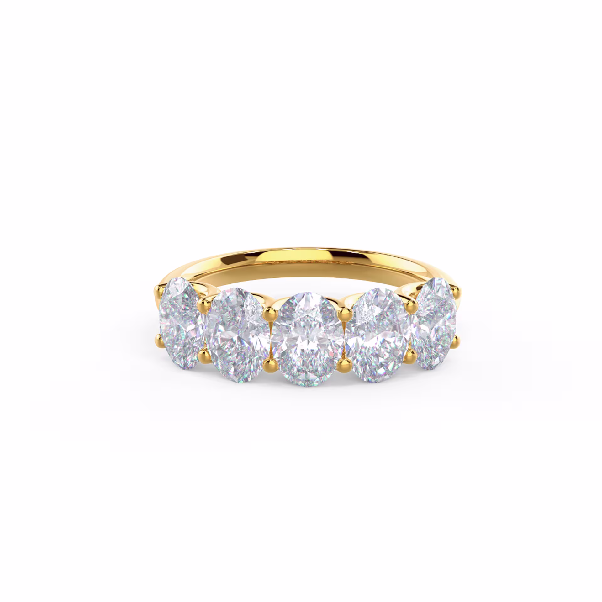 14kt Yellow Gold Oval Diamond French U Five Stone Band featuring 2.5 ct Diamonds (Main View)