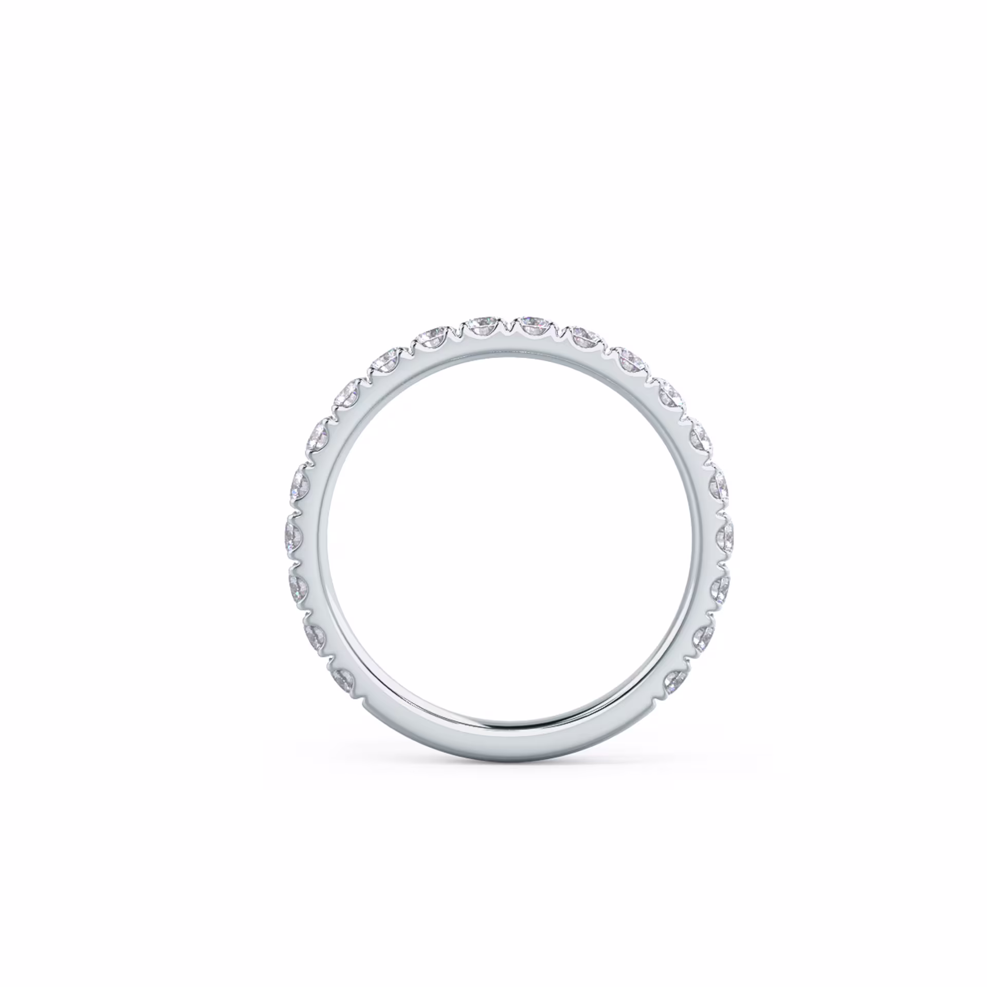 Exceptional Quality 0.75 ct Round Lab Grown Diamonds Diamond U Pavé Three Quarter Band in 18k White Gold (Profile View)