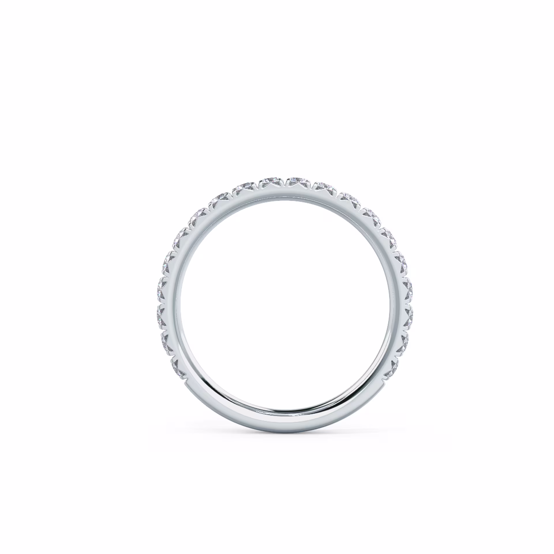 White Gold French Pavé Three Quarter Band featuring 0.65 ctw Round Brilliant Diamonds (Profile View)