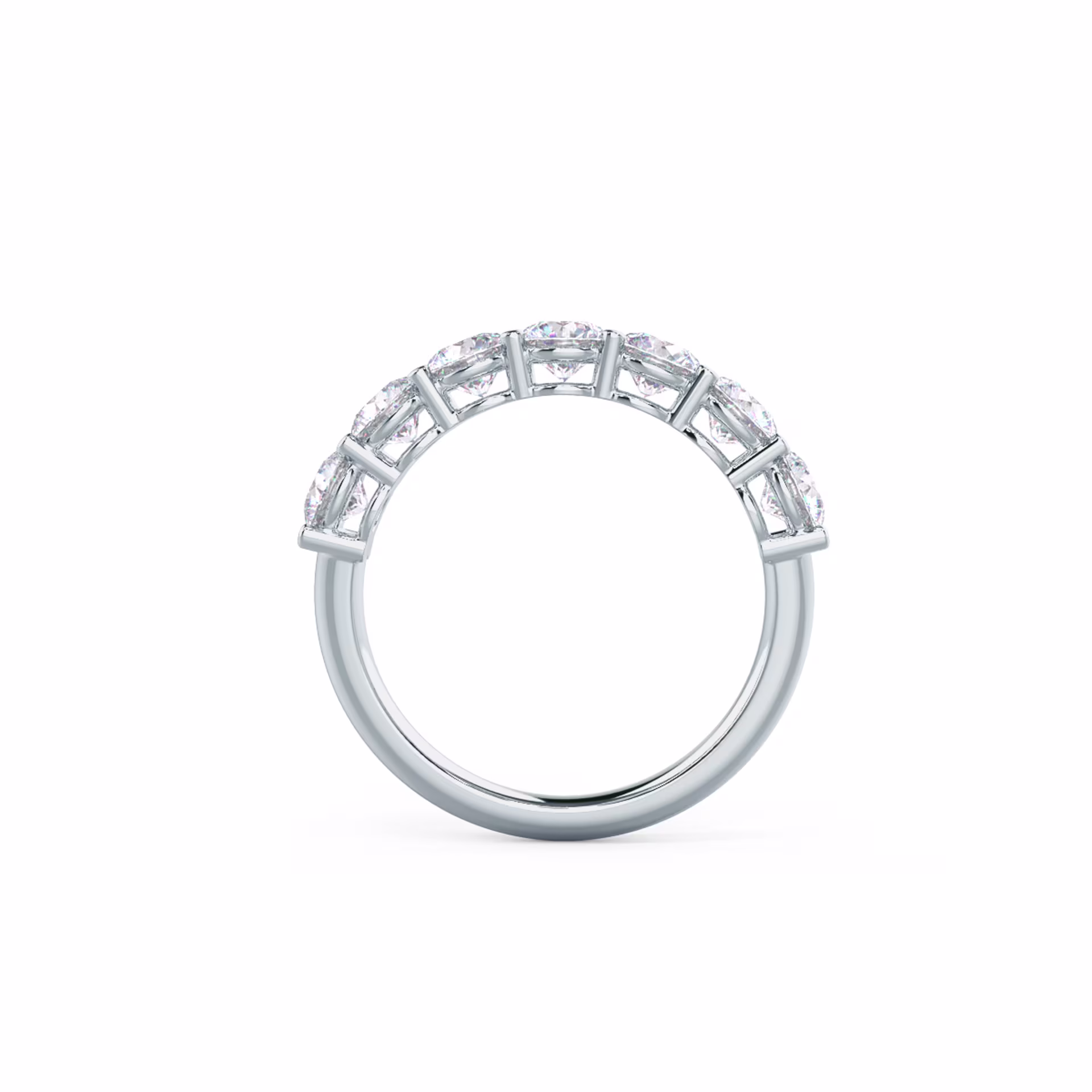 1.75 ct Round Brilliant Lab Diamonds set in 18k White Gold Prong Set Seven Stone (Profile View)