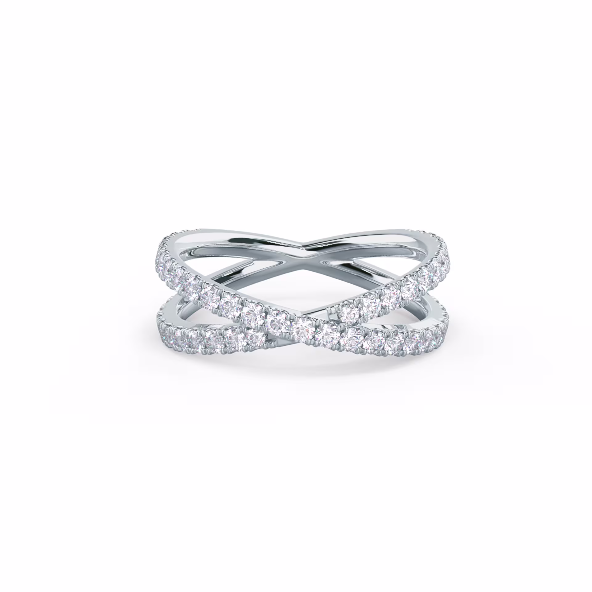 18k White Gold Diamond X Wedding Band featuring 0.75 Carat Round Lab Created Diamonds (Main View)