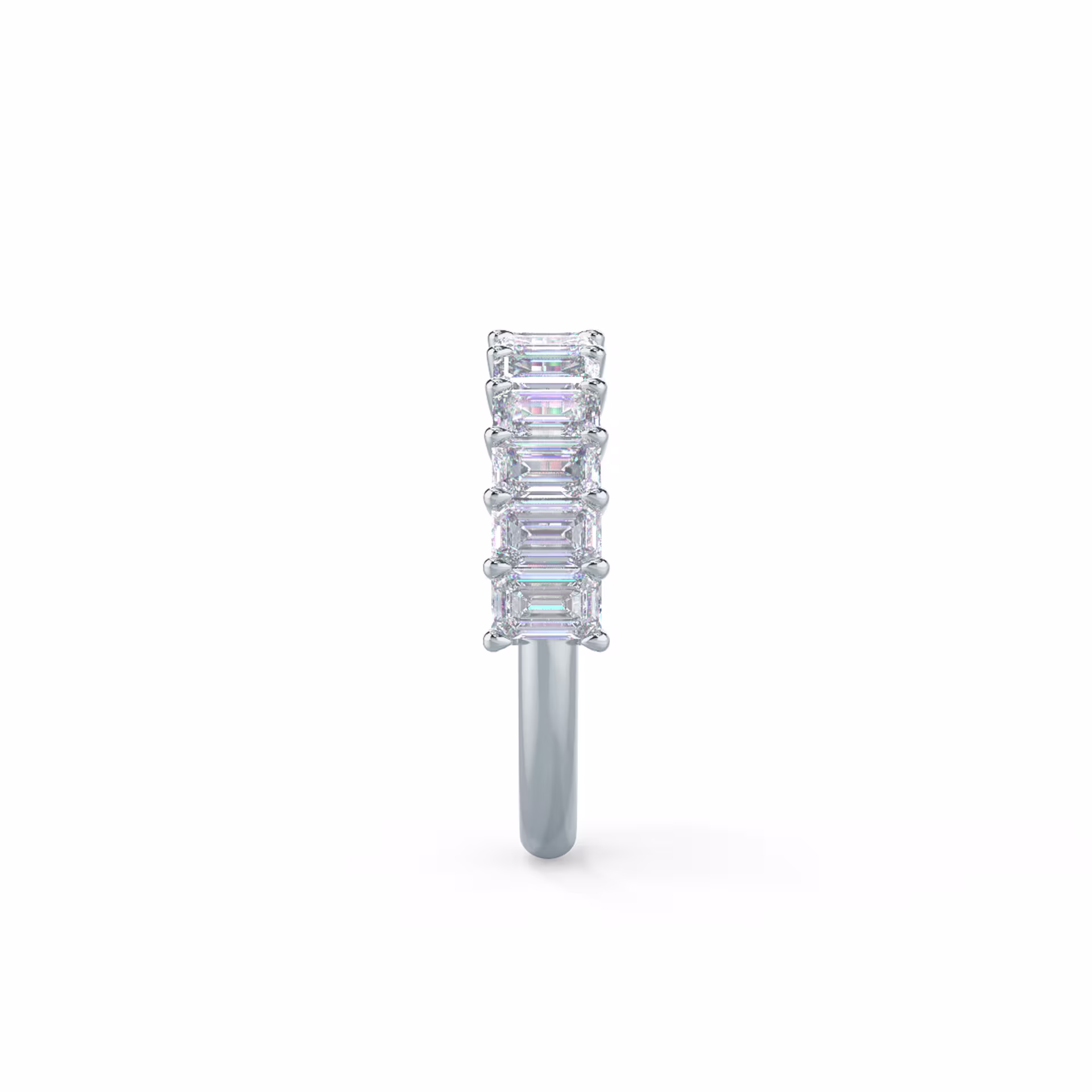 2.5 Carat Lab Diamonds Emerald Half Band in 18k White Gold (Side View)