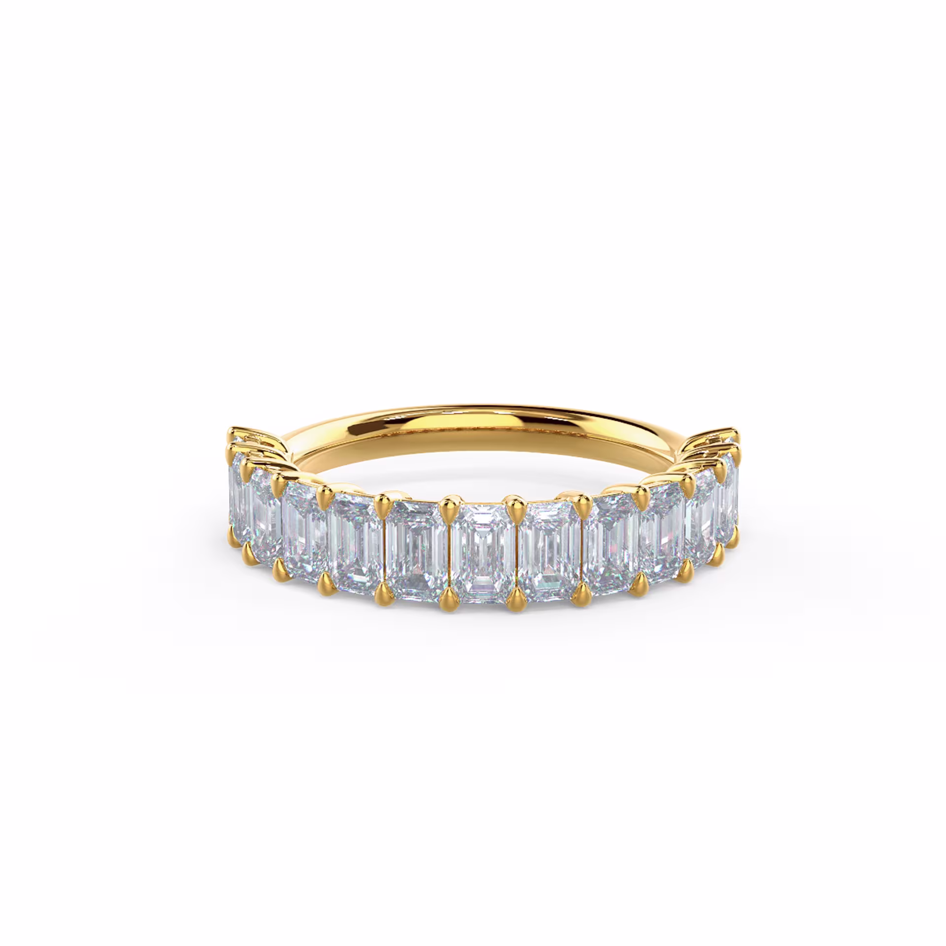 Yellow Gold Emerald Half Band featuring 2.5 Carat Lab Created Diamonds (Main View)