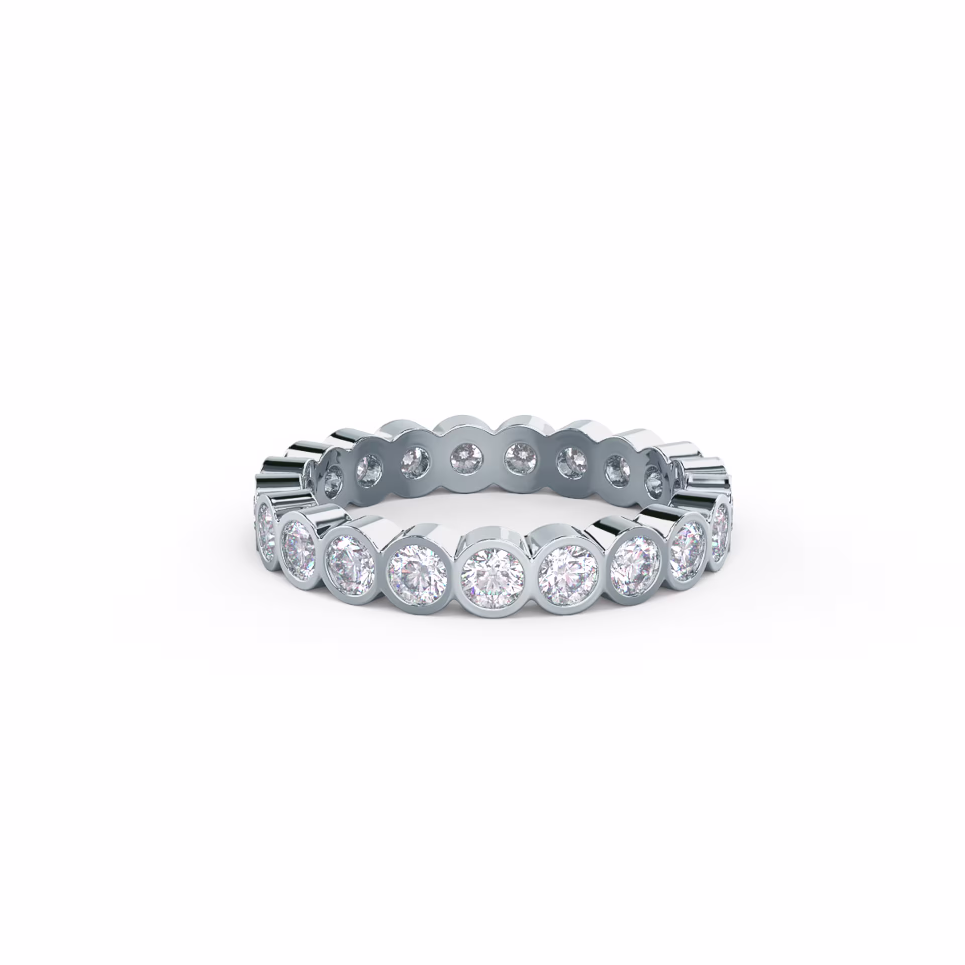 Hand Selected 1.0 Carat Round Created Diamonds Bezel Set Round Diamond Eternity Band in White Gold (Main View)