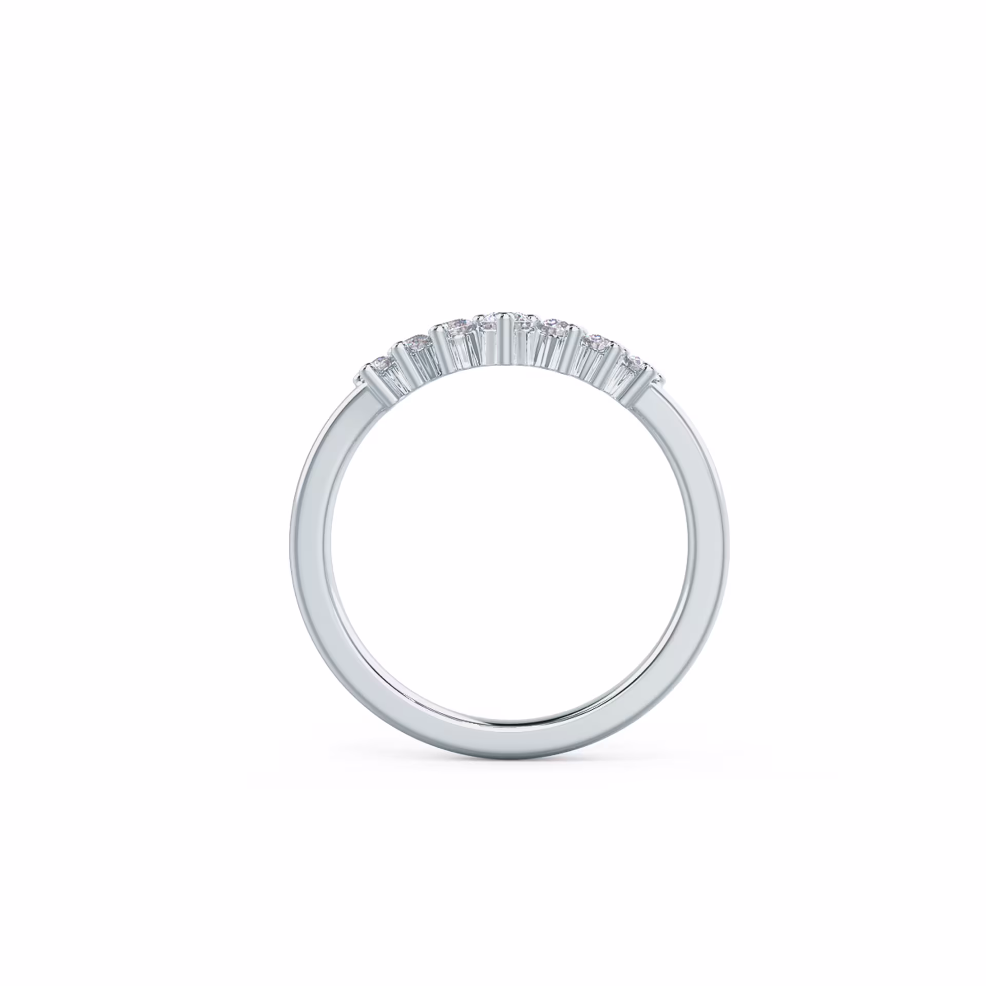 White Gold Nesting Half Band featuring 0.45 Carat Round Lab Diamonds (Profile View)