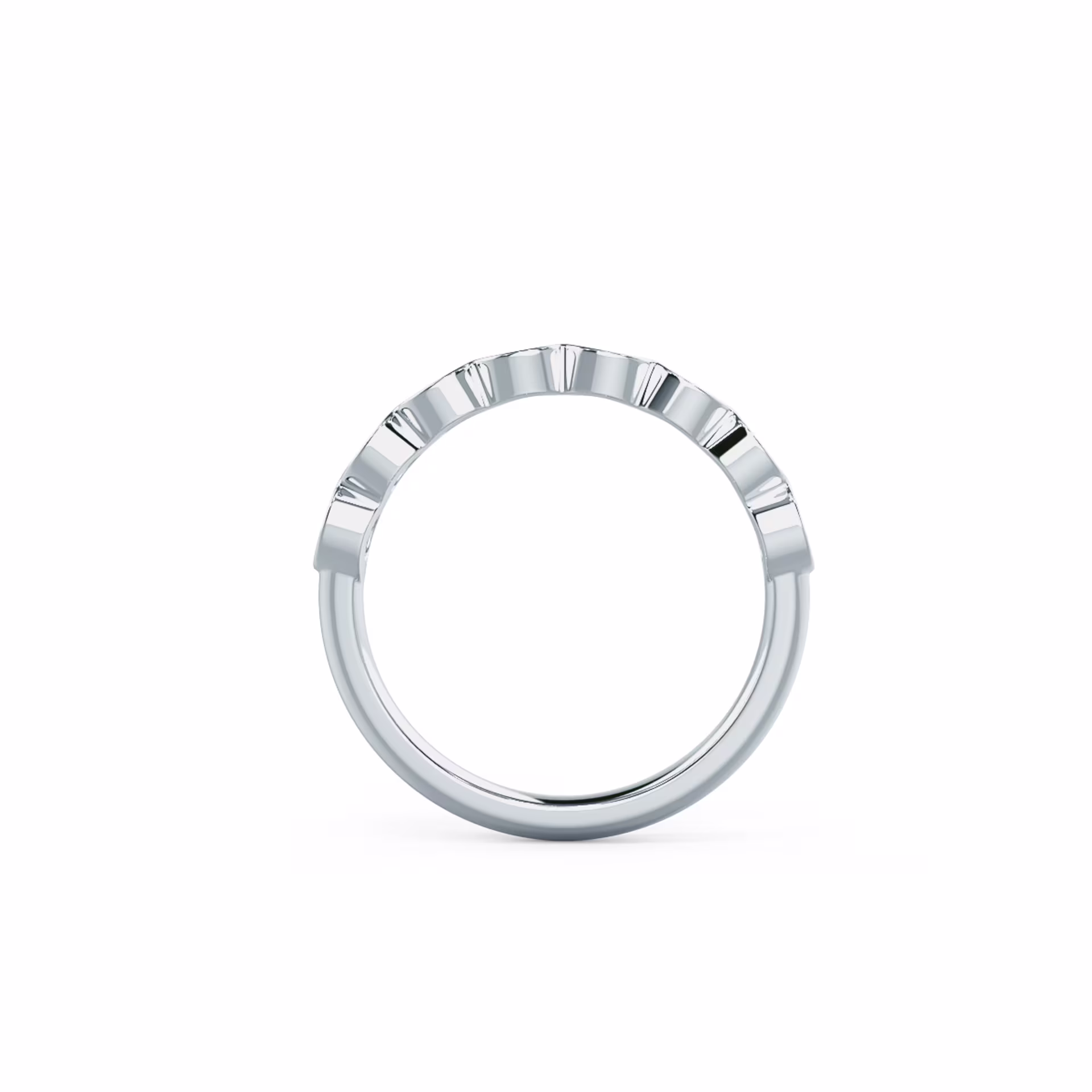 0.9 Carat Round Lab Diamonds set in 18 Karat White Gold Bezel Half Band (Profile View)