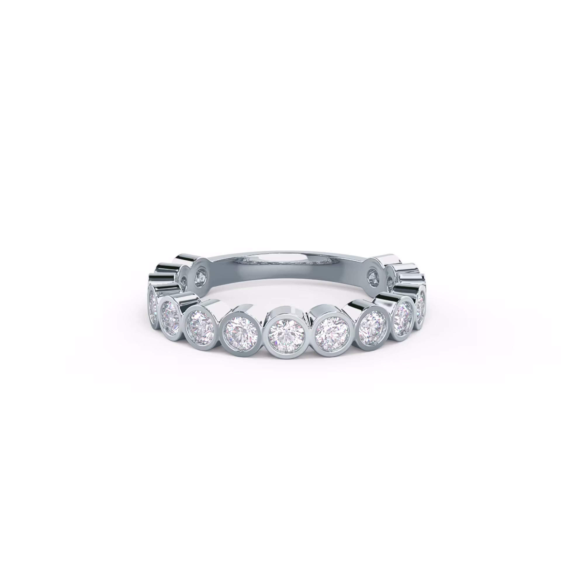 0.75 ct Round Brilliant Diamonds set in 18k White Gold Bezel Three Quarter Band (Main View)
