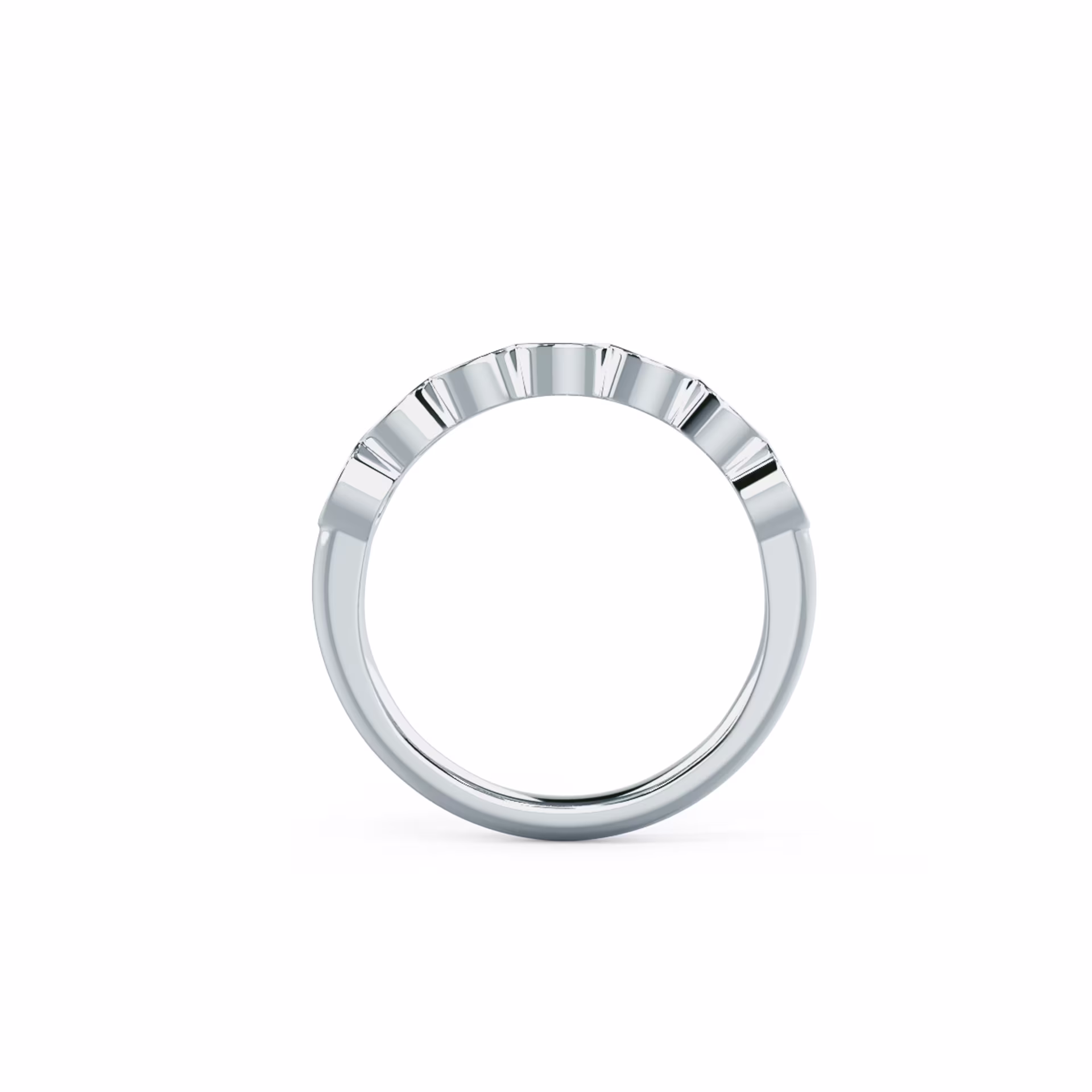 Hand Selected 1.0 Carat Round Brilliant Lab Grown Diamonds set in 18k White Gold Bezel Seven Stone (Profile View)