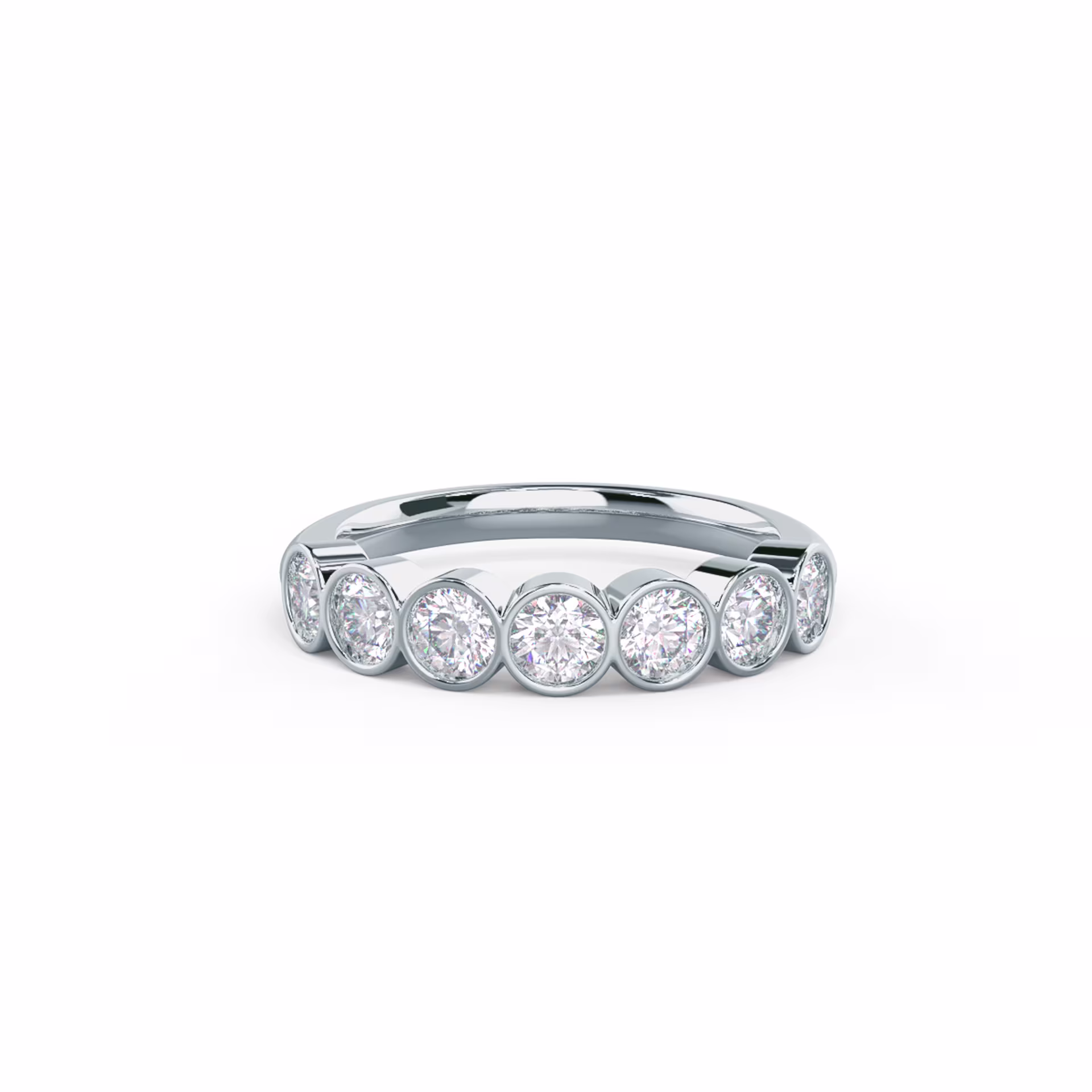 1.0 Carat Round Brilliant Lab Grown Diamonds Bezel Seven Stone in 18k White Gold (Main View)