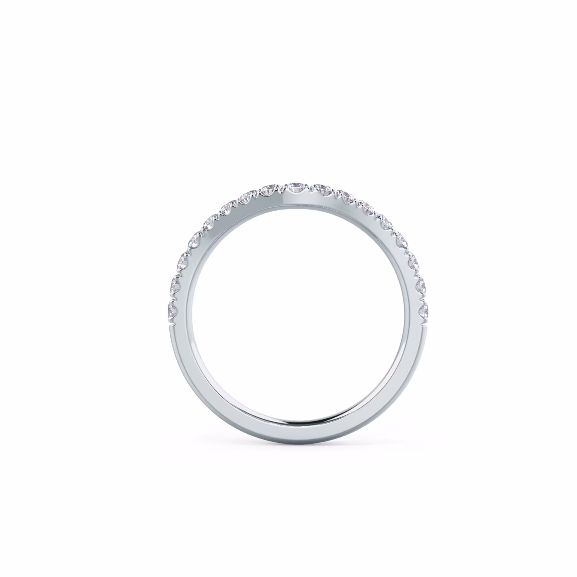 0.45 Carat Round Brilliant Lab Diamonds set in 18k White Gold Pavé Countoured Half Band (Profile View)