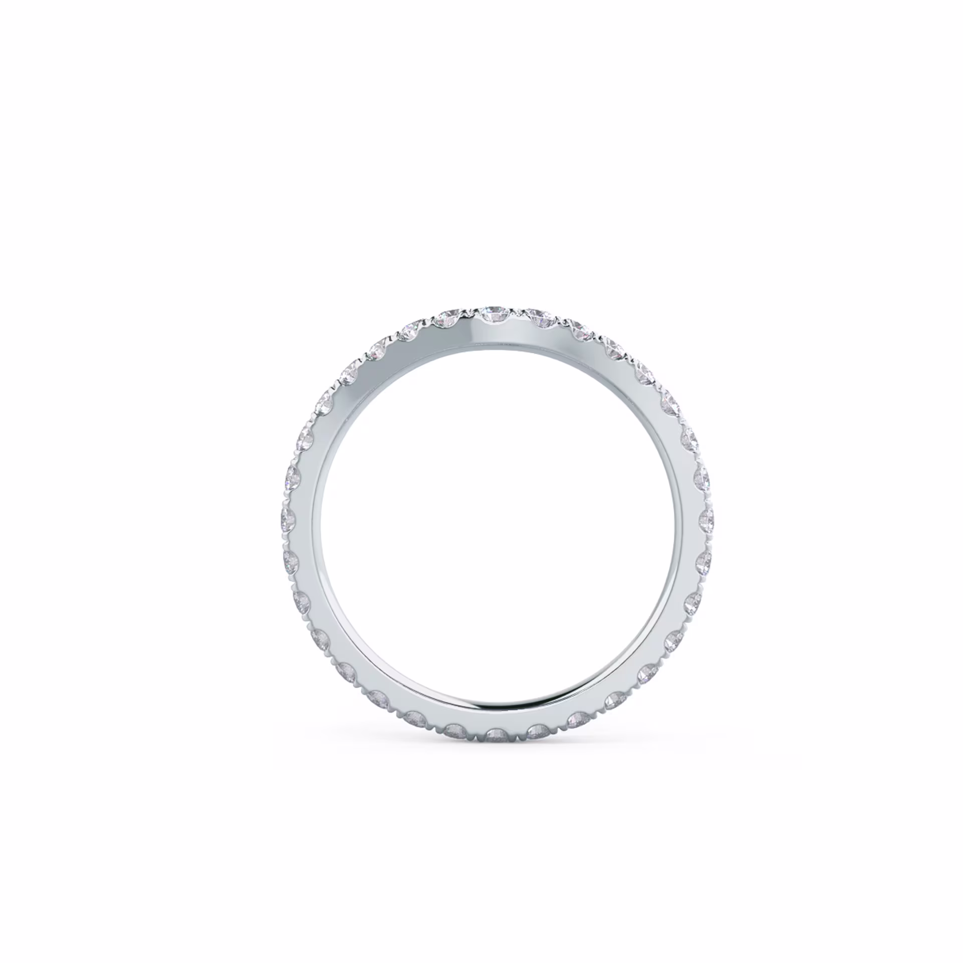 0.7 Carat Round Brilliant Diamonds Pavé Contoured Eternity Band in 18k White Gold (Profile View)