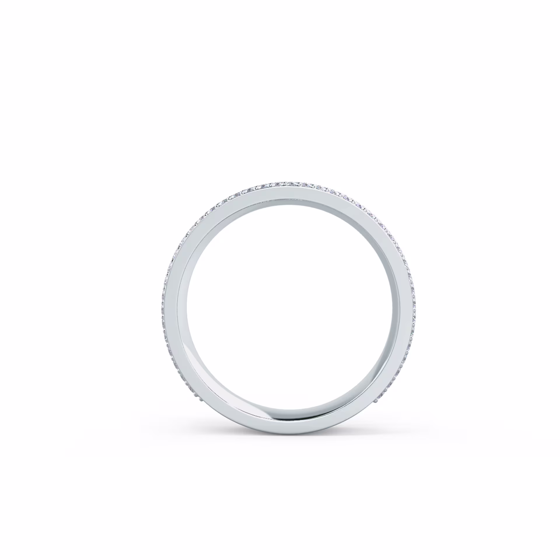 18k White Gold Five Row Pavé Three Quarter Band featuring 1.0 ct Round Brilliant Lab Diamonds (Profile View)