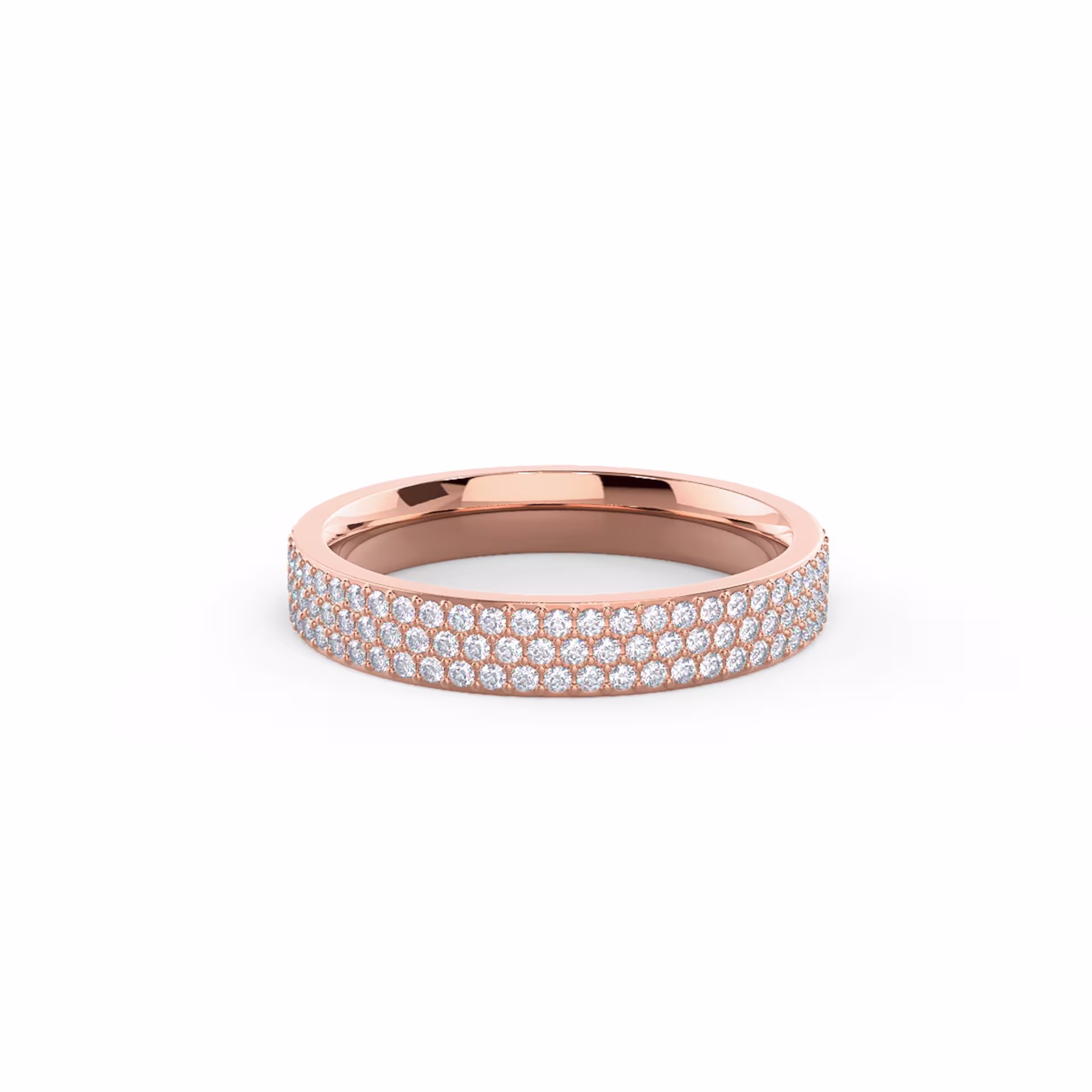 0.6 ct Round Brilliant Created Diamonds Three Row Pavé Three Quarter Band in 14k Rose Gold (Main View)