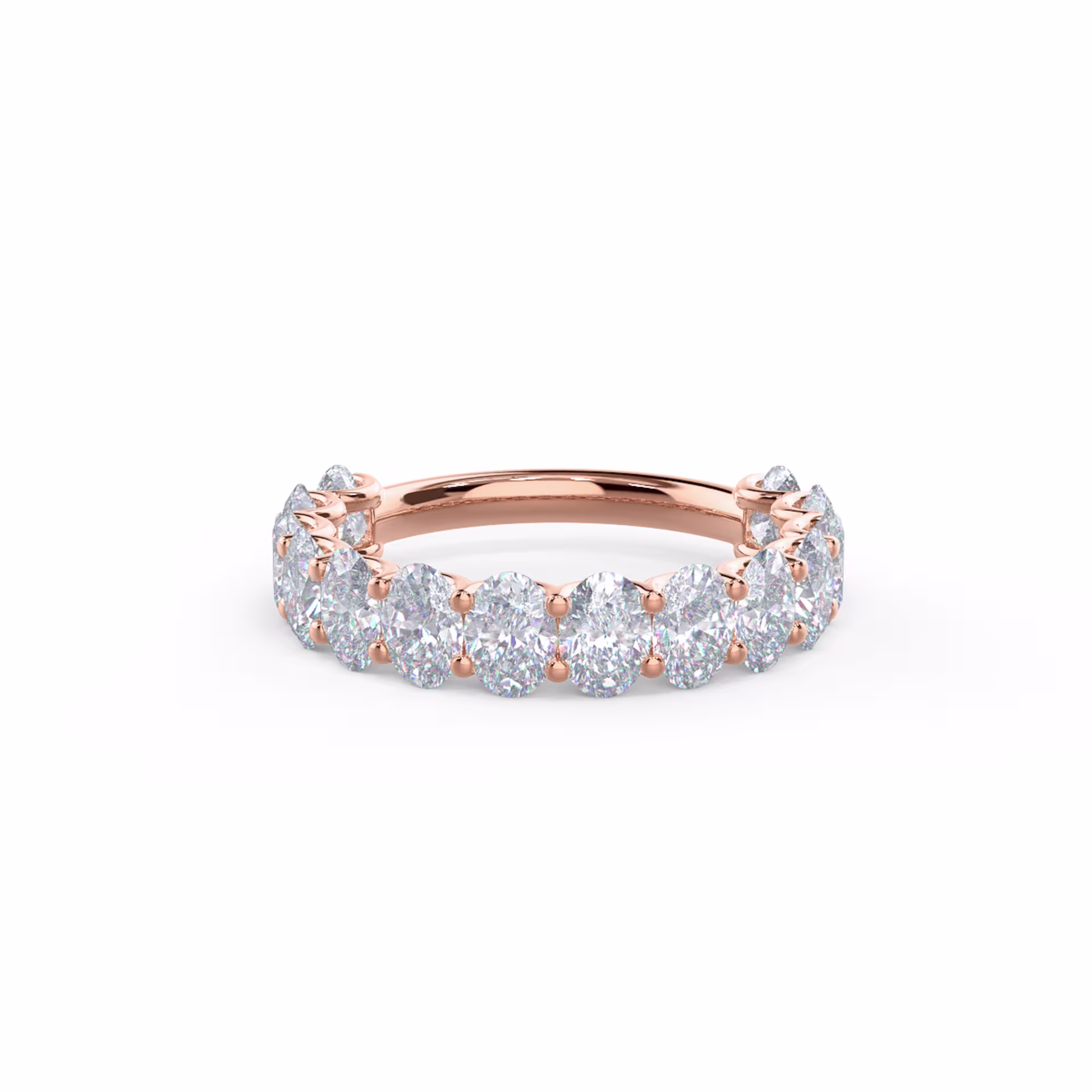 14k Rose Gold Oval French U Three Quarter Band featuring Exceptional Quality 2.85 Carat Lab Diamonds (Main View)