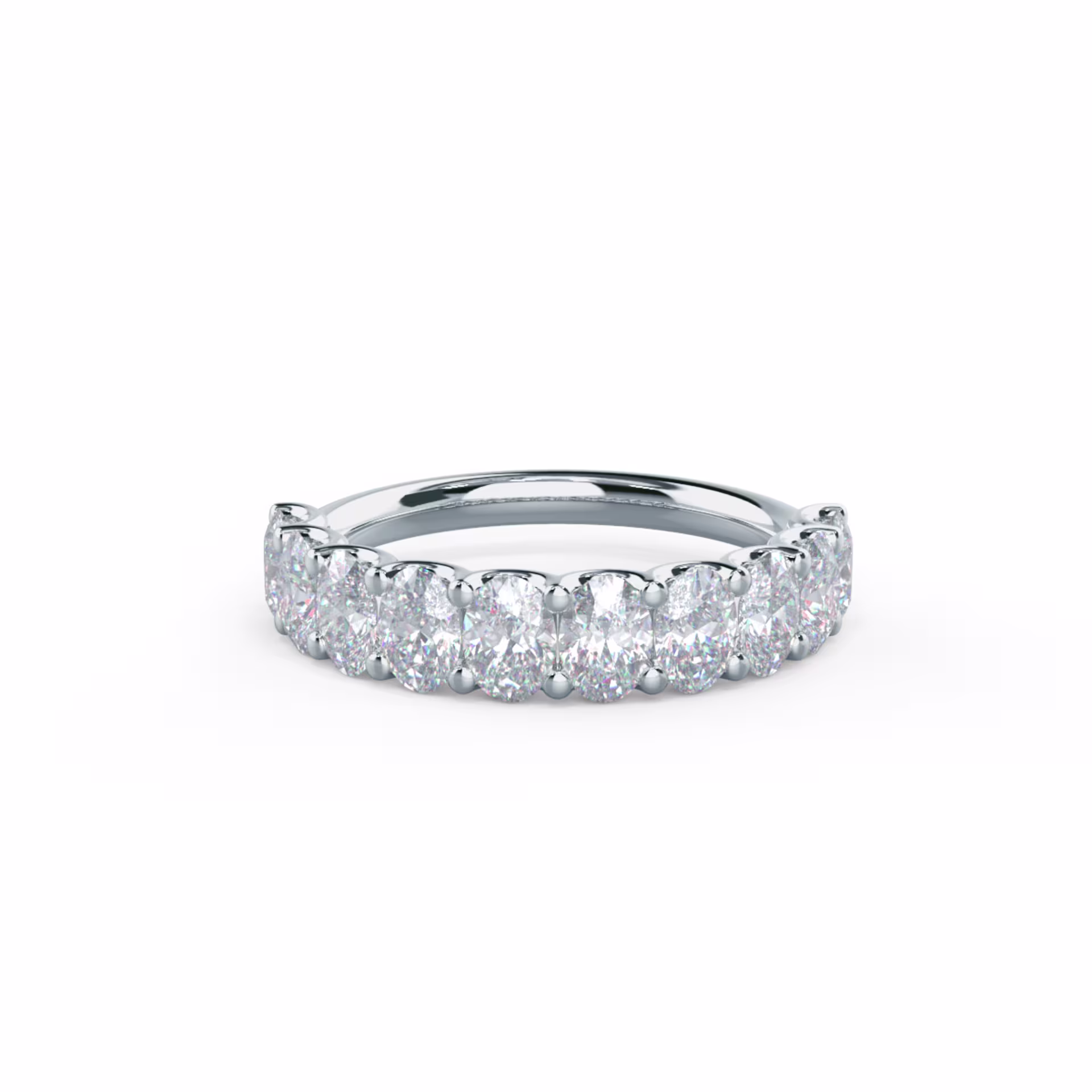 2.0 Carat Diamonds set in 18k White Gold Oval French U Half Band (Main View)