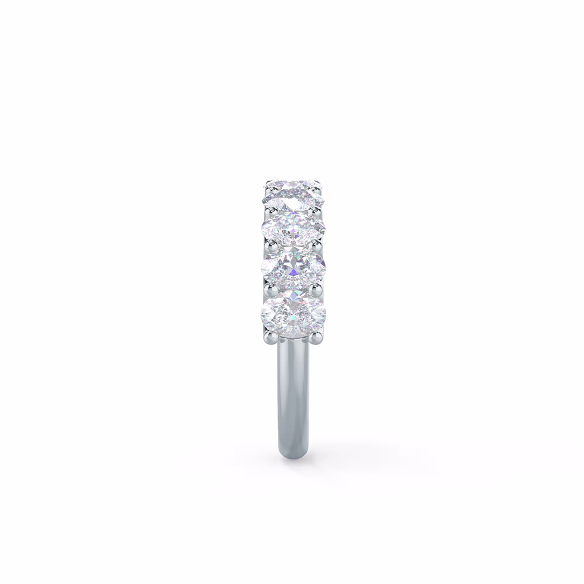 18k White Gold Oval French U Half Band featuring Hand Selected 2.0 ct Lab Created Diamonds (Side View)