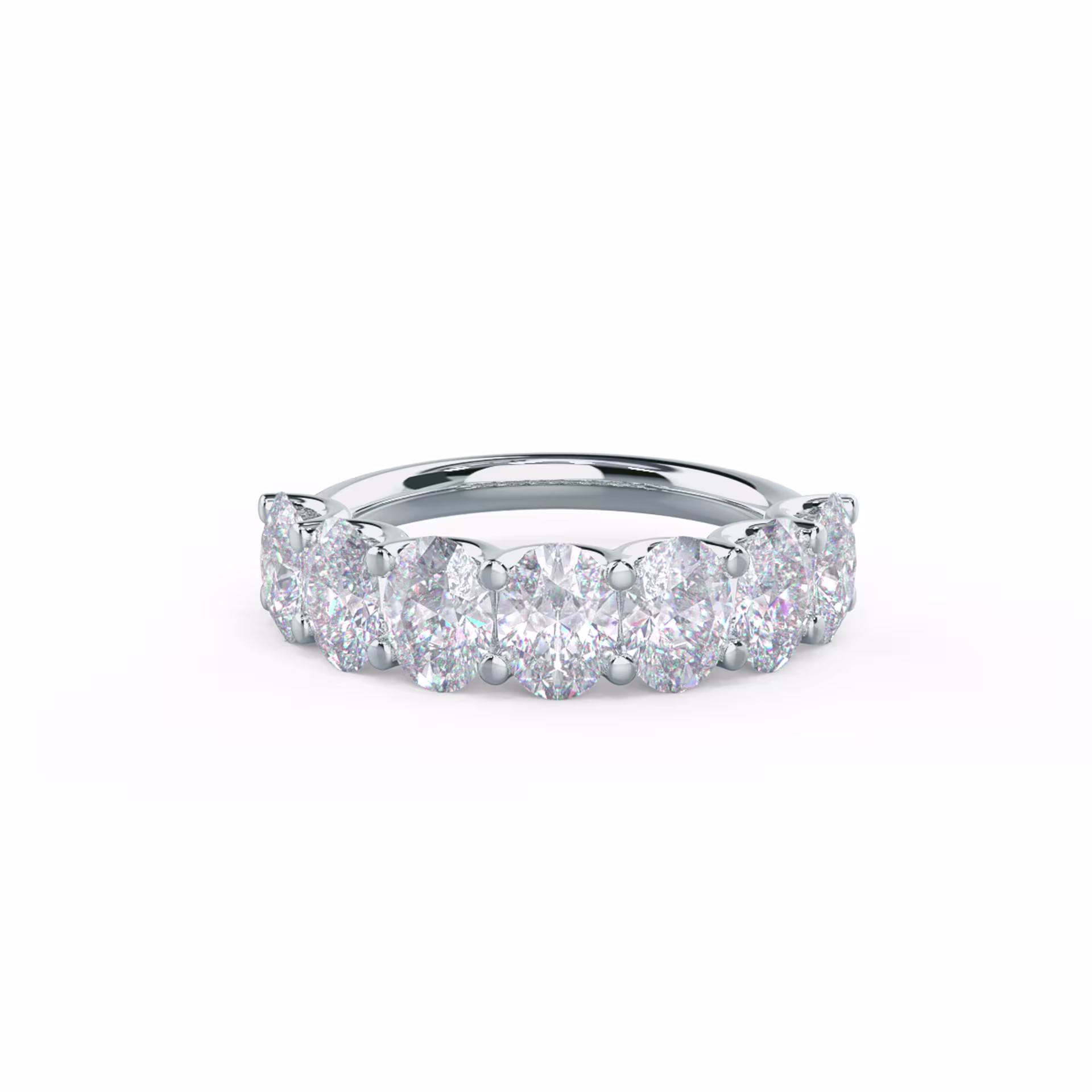18k White Gold Oval French U Seven Stone featuring Exceptional Quality 2.8 ctw Diamonds (Main View)