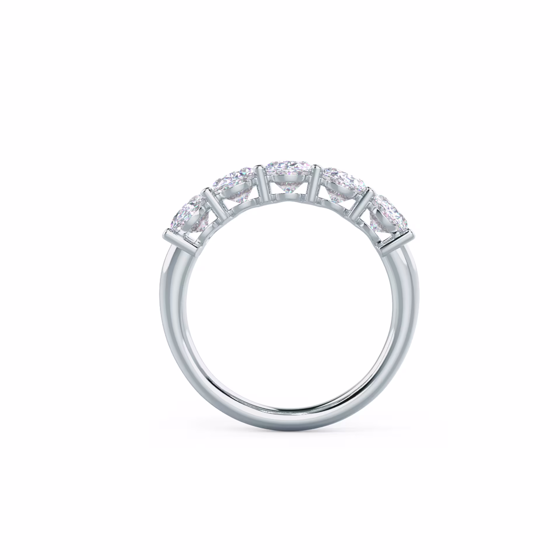 Hand Selected 2.5 Carat Lab Diamonds Oval Basket Five Stone in 18kt White Gold (Profile View)