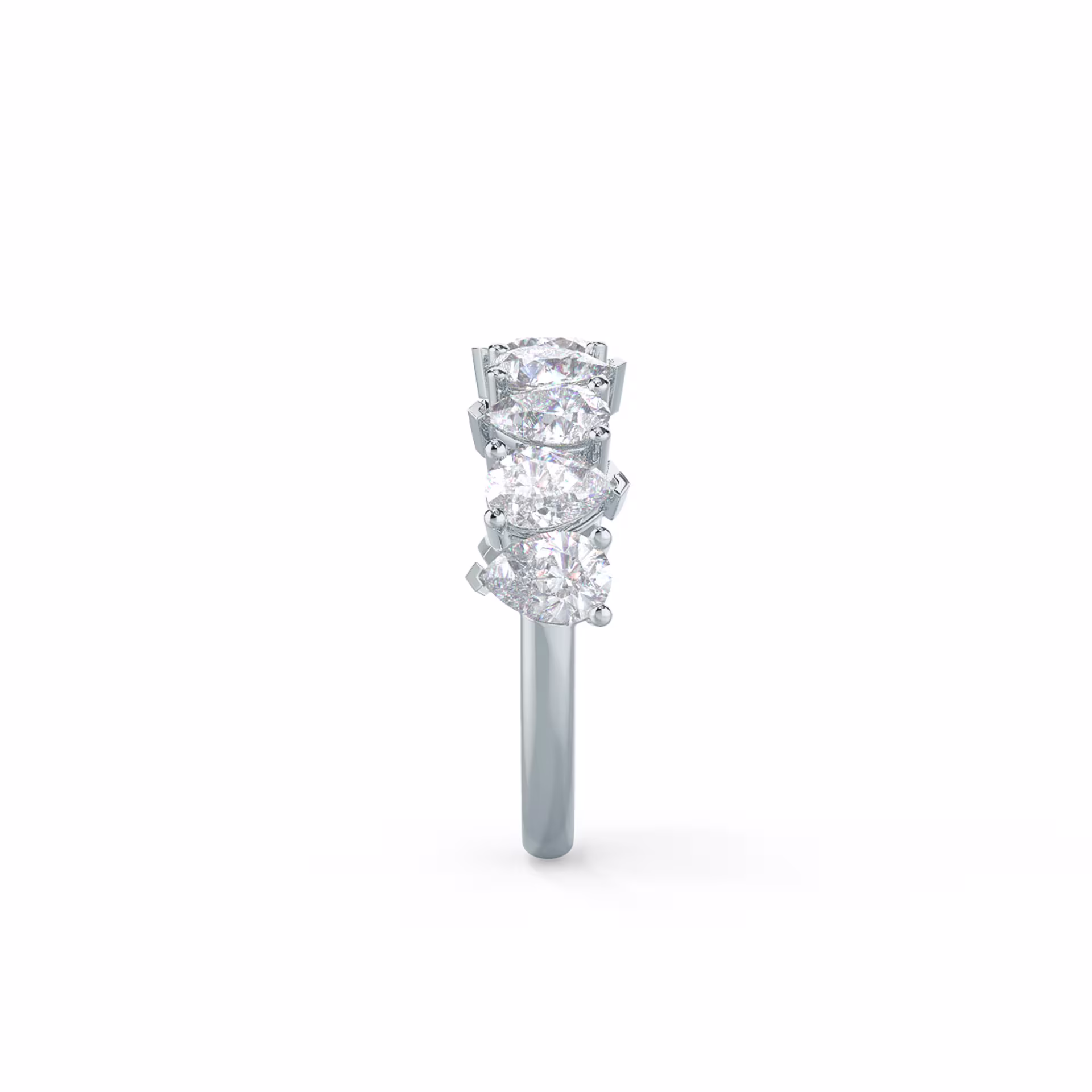 18k White Gold Pear Alternating Half Band featuring Hand Selected 1.8 ctw Diamonds (Side View)