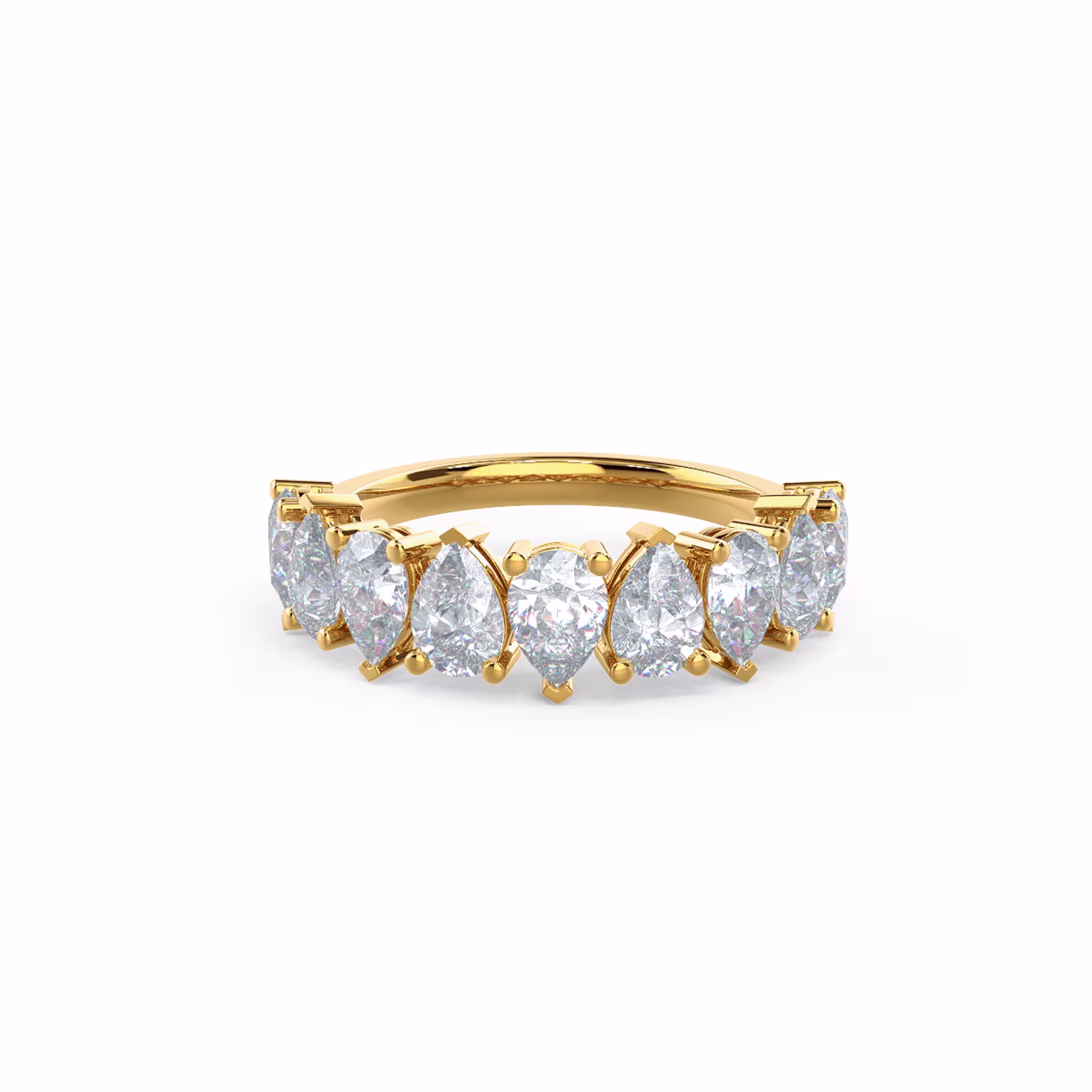 1.8 ctw Diamonds set in 18k Yellow Gold Pear Alternating Half Band (Main View)