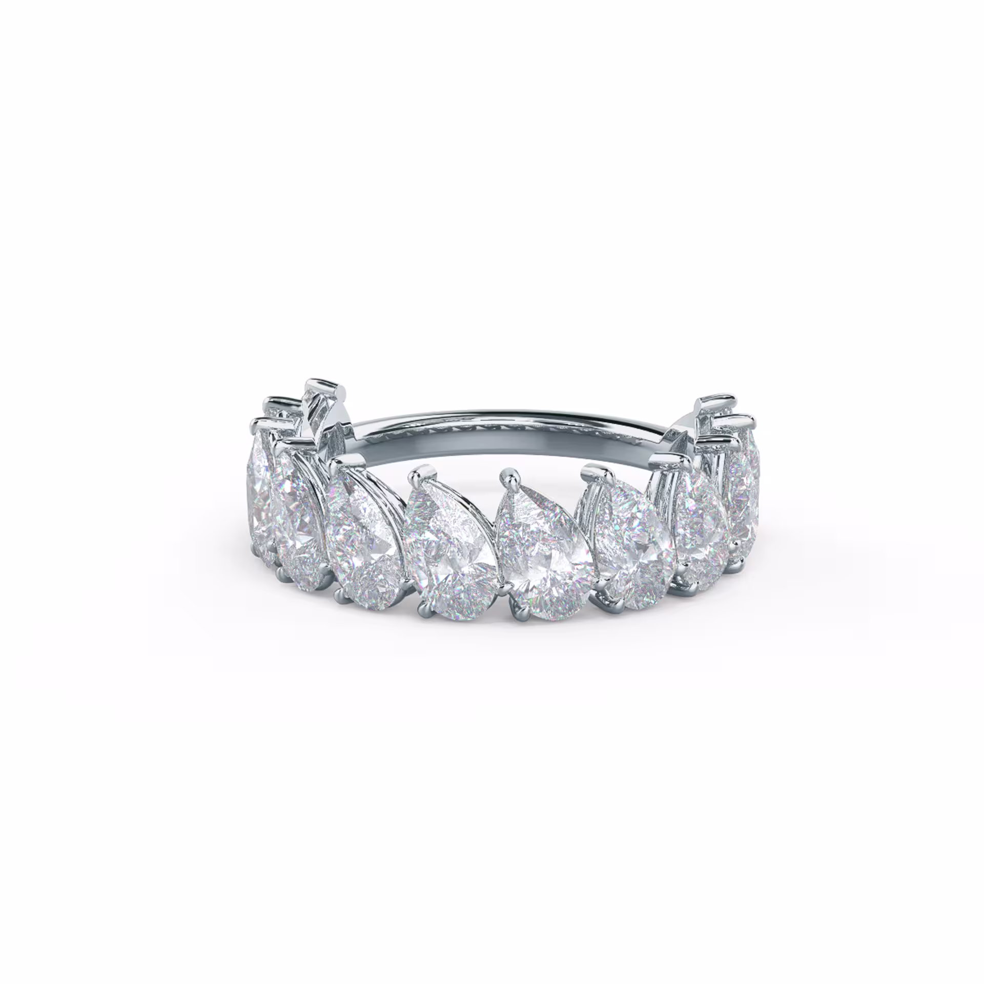 18k White Gold Pear Angled Three Quarter Band featuring 4.0 Carat Man Made Diamonds (Main View)