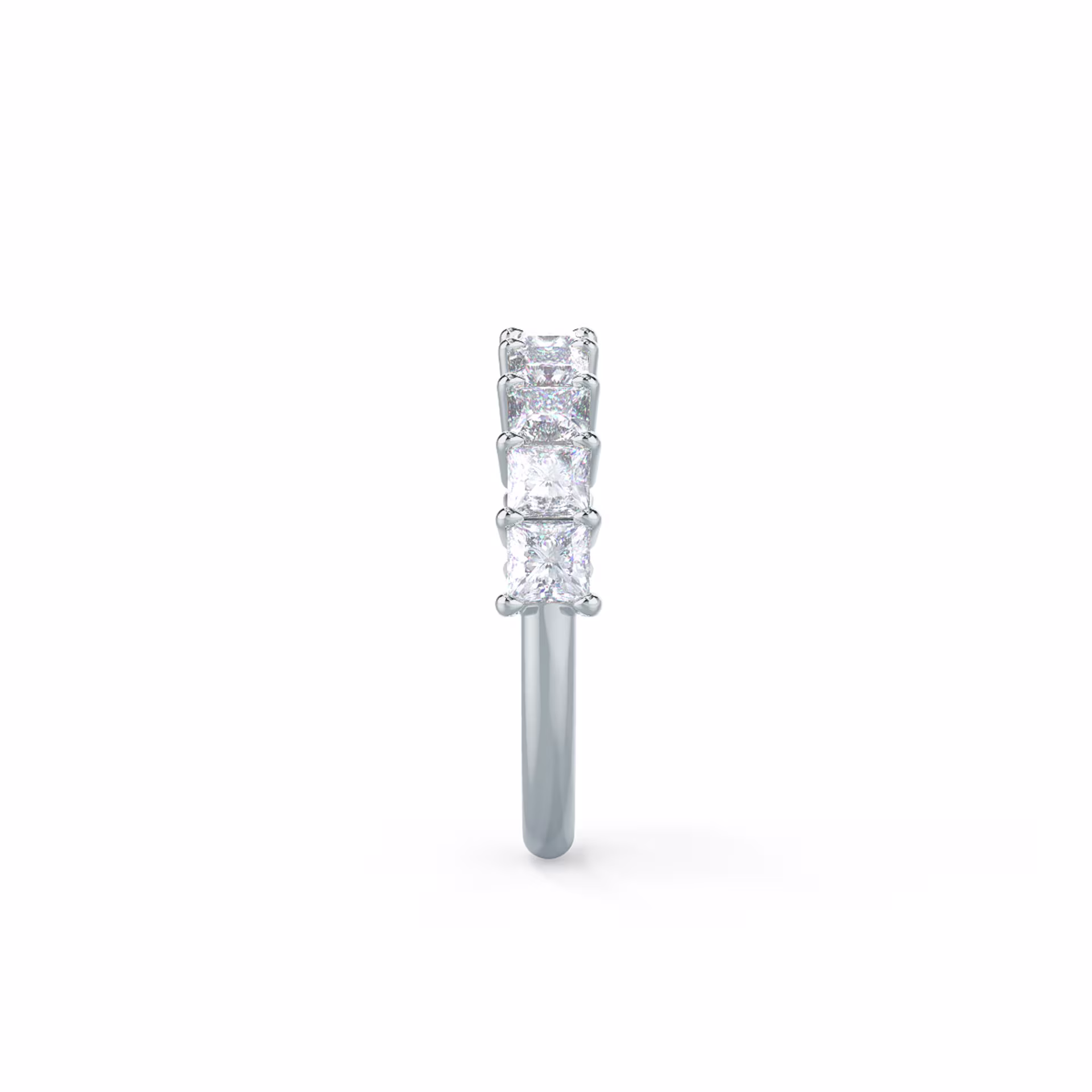2.1 Carat Diamonds Princess Half Band in White Gold (Side View)