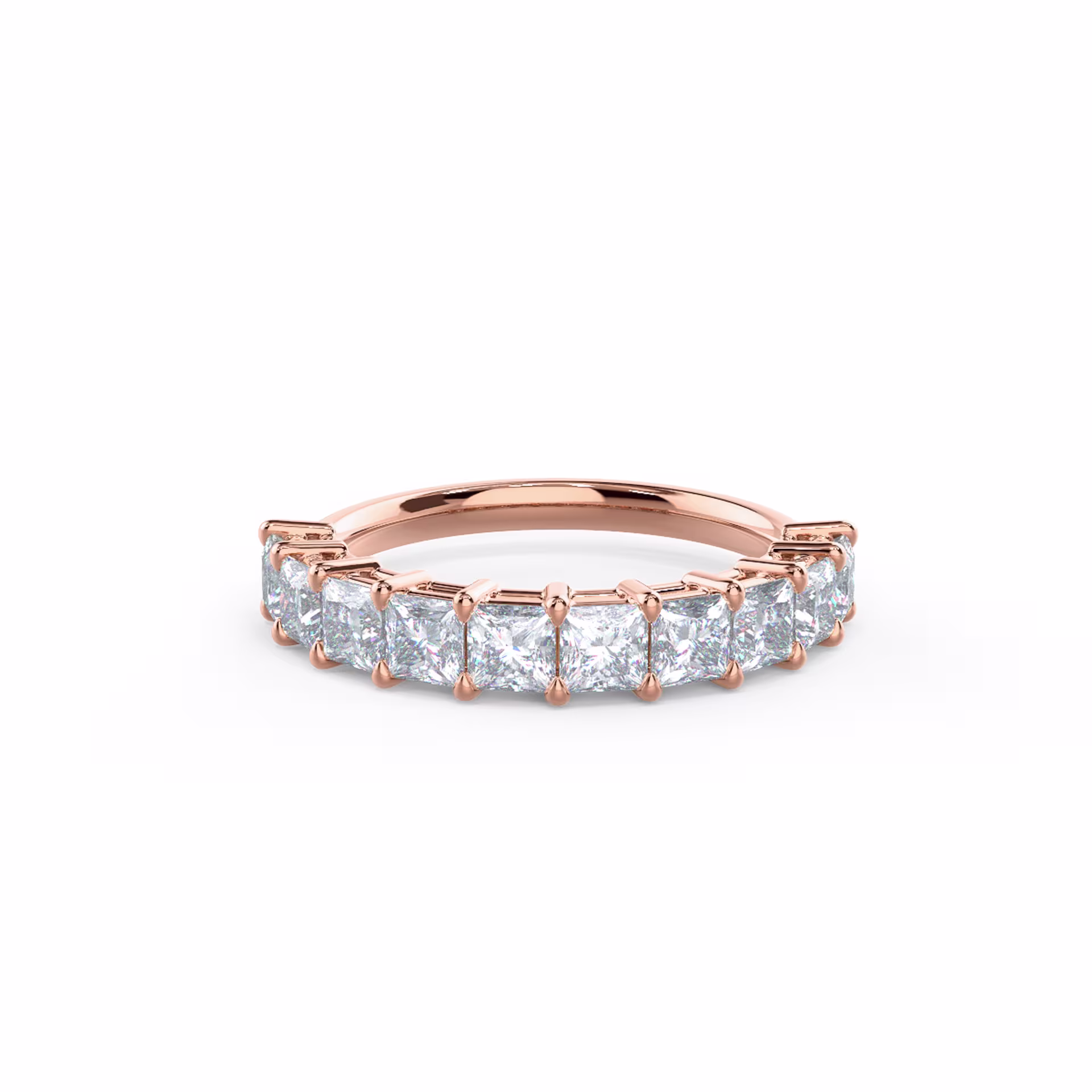 2.1 ctw Lab Diamonds set in 14k Rose Gold Princess Half Band (Main View)