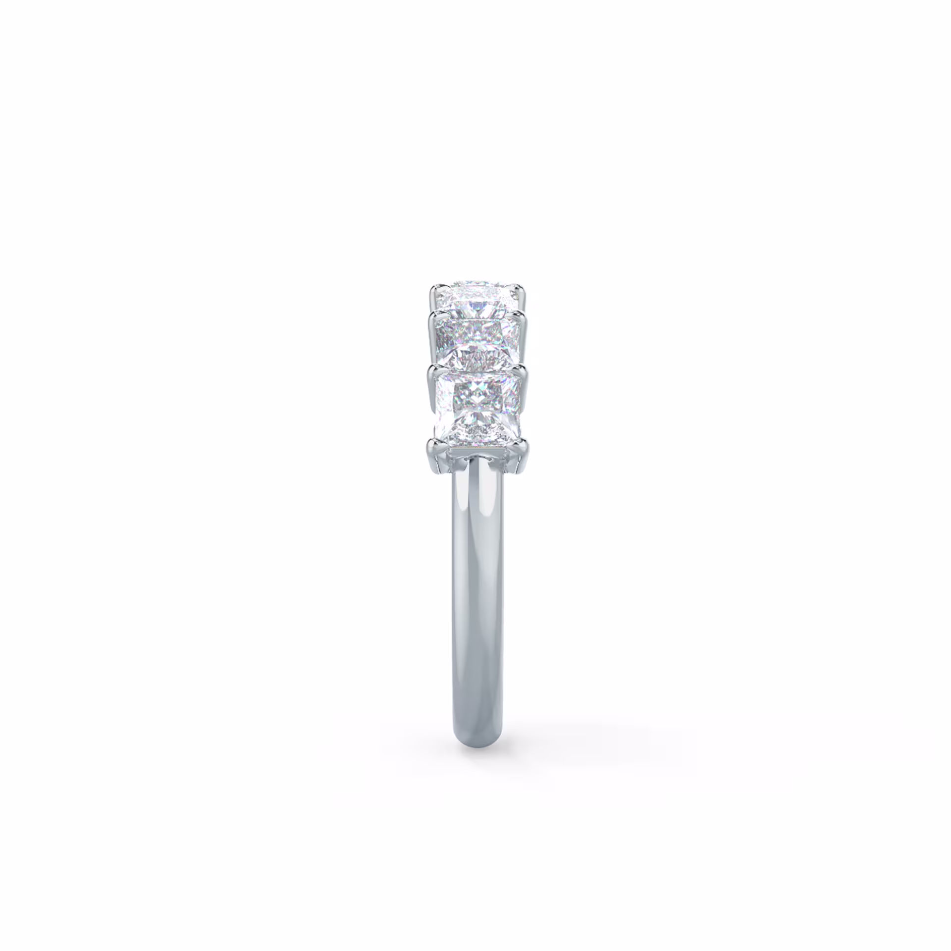 18k White Gold Princess Seven Stone featuring 2.0 ct Lab Diamonds (Side View)