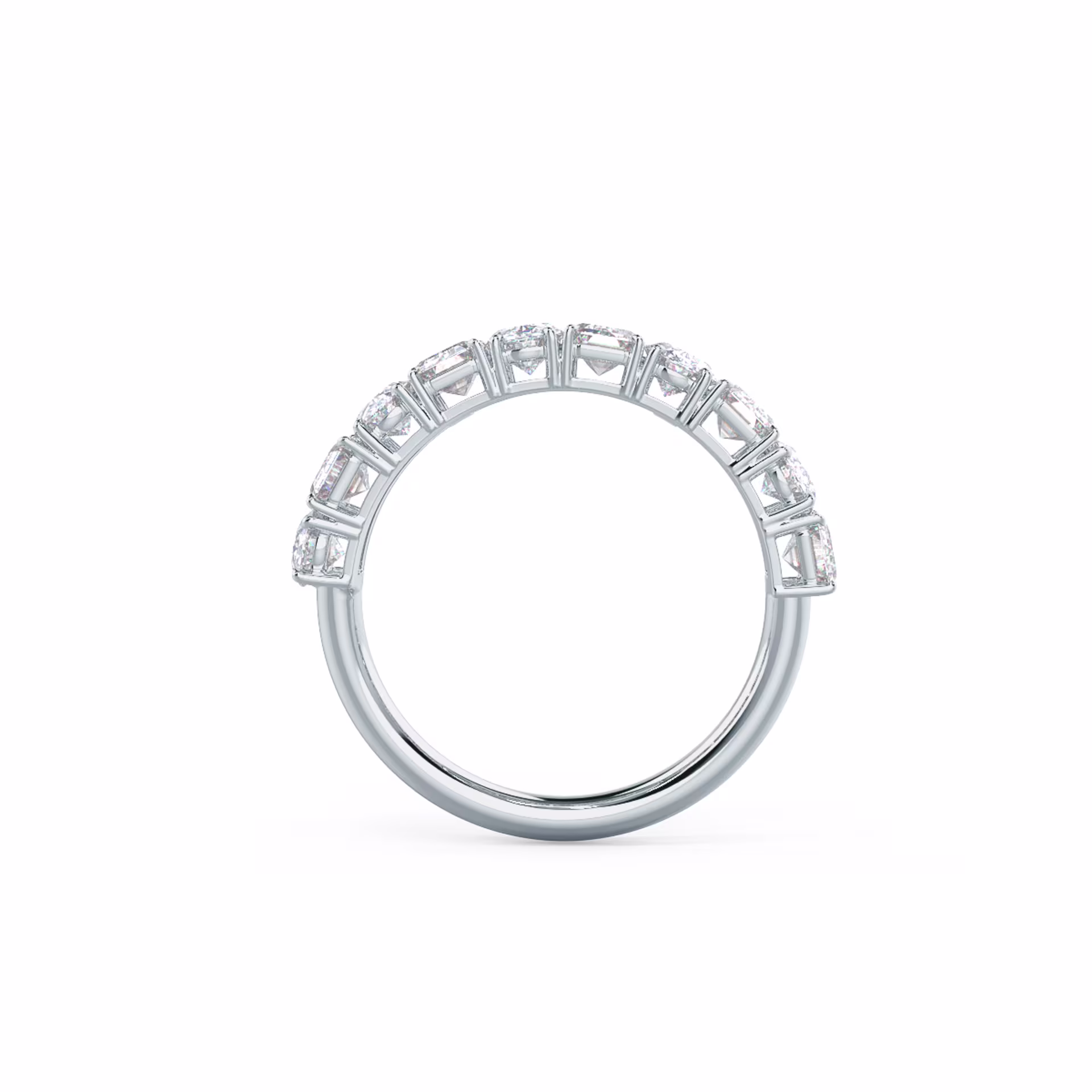 Hand Selected 2.5 ctw Lab Diamonds Emerald and Oval Half Band in 18k White Gold (Profile View)