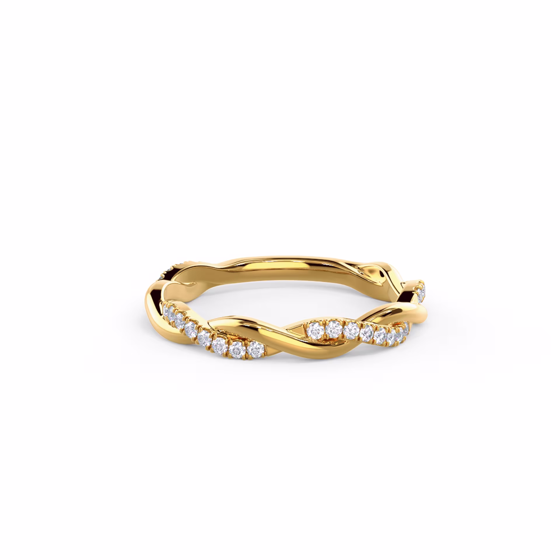 Exceptional Quality 0.2 ctw Round Brilliant Diamonds set in Yellow Gold Infinity Twisting Light Three Quarter Band (Main View)