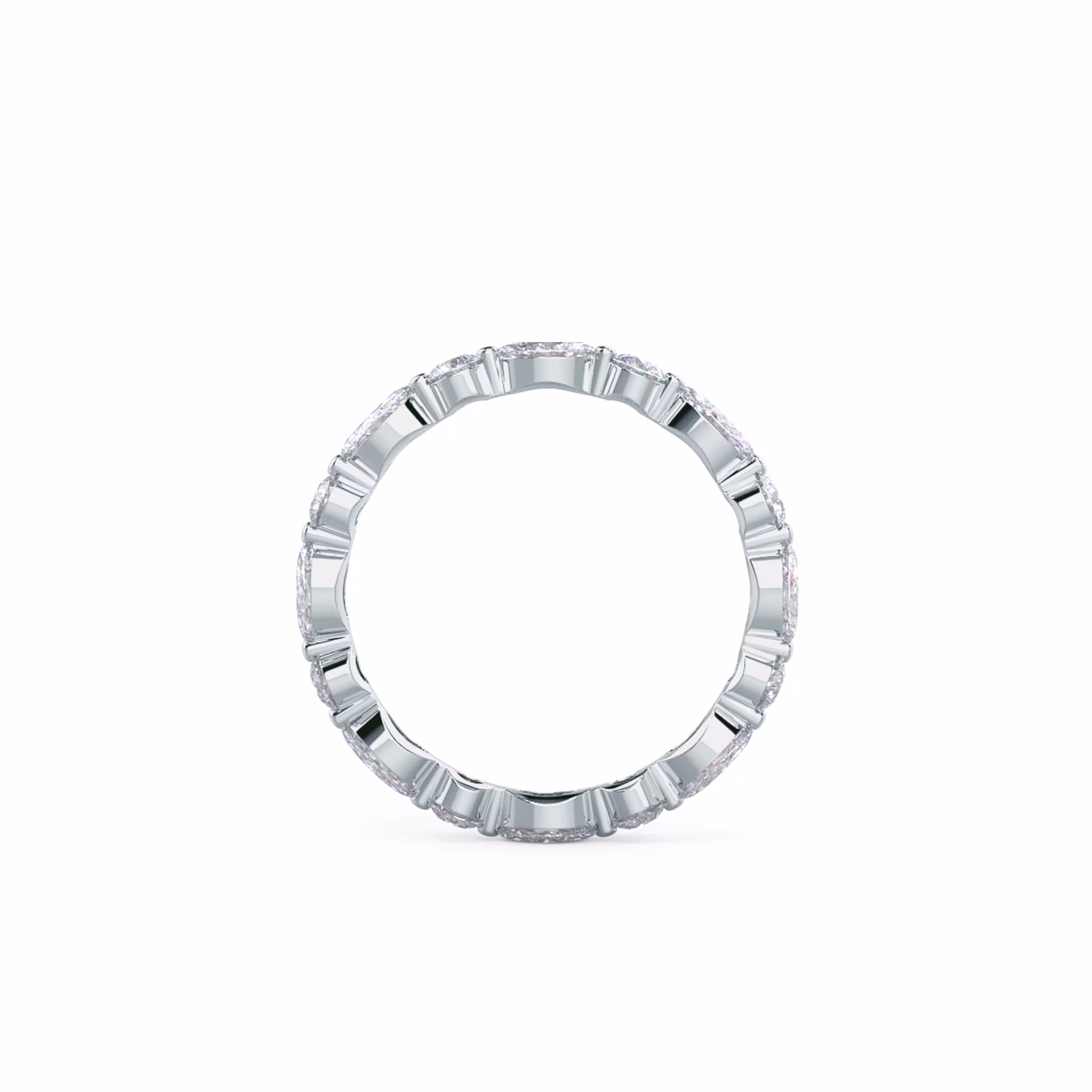 1.2 ct Diamonds set in White Gold Marquise and Round East-West Eternity Band (Profile View)