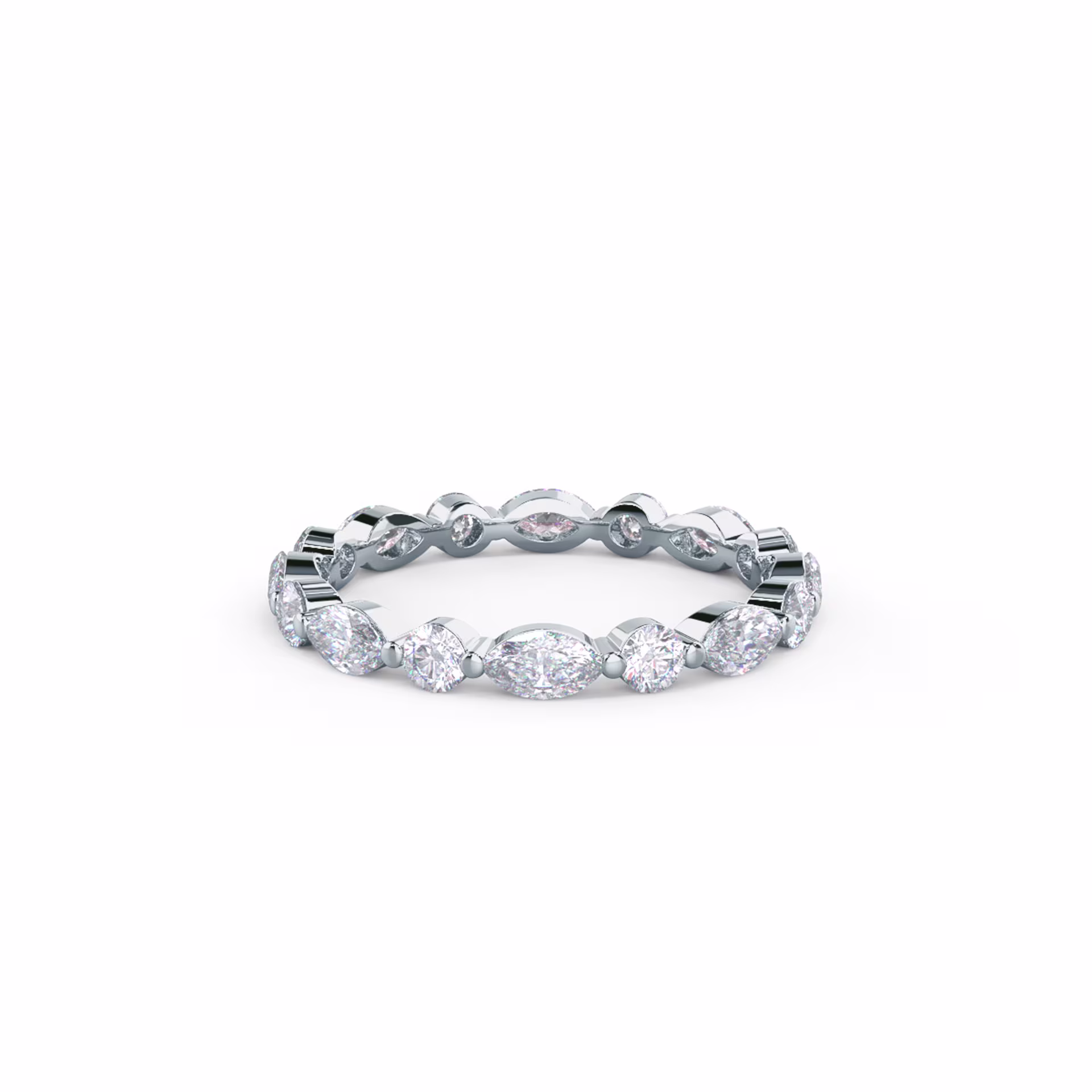 1.2 ct Lab Diamonds set in 18k White Gold Marquise and Round East-West Eternity Band (Main View)