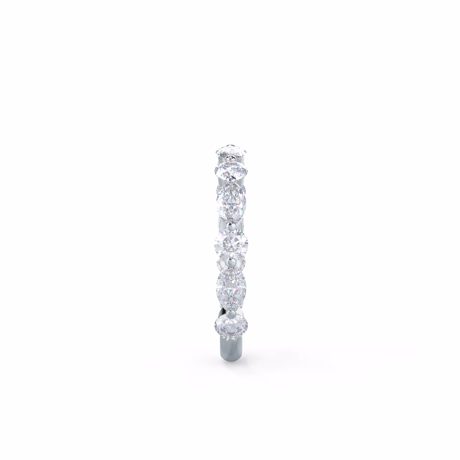 0.9 ct Diamonds set in 18k White Gold Marquise and Round East-West Three Quarter Band (Side View)