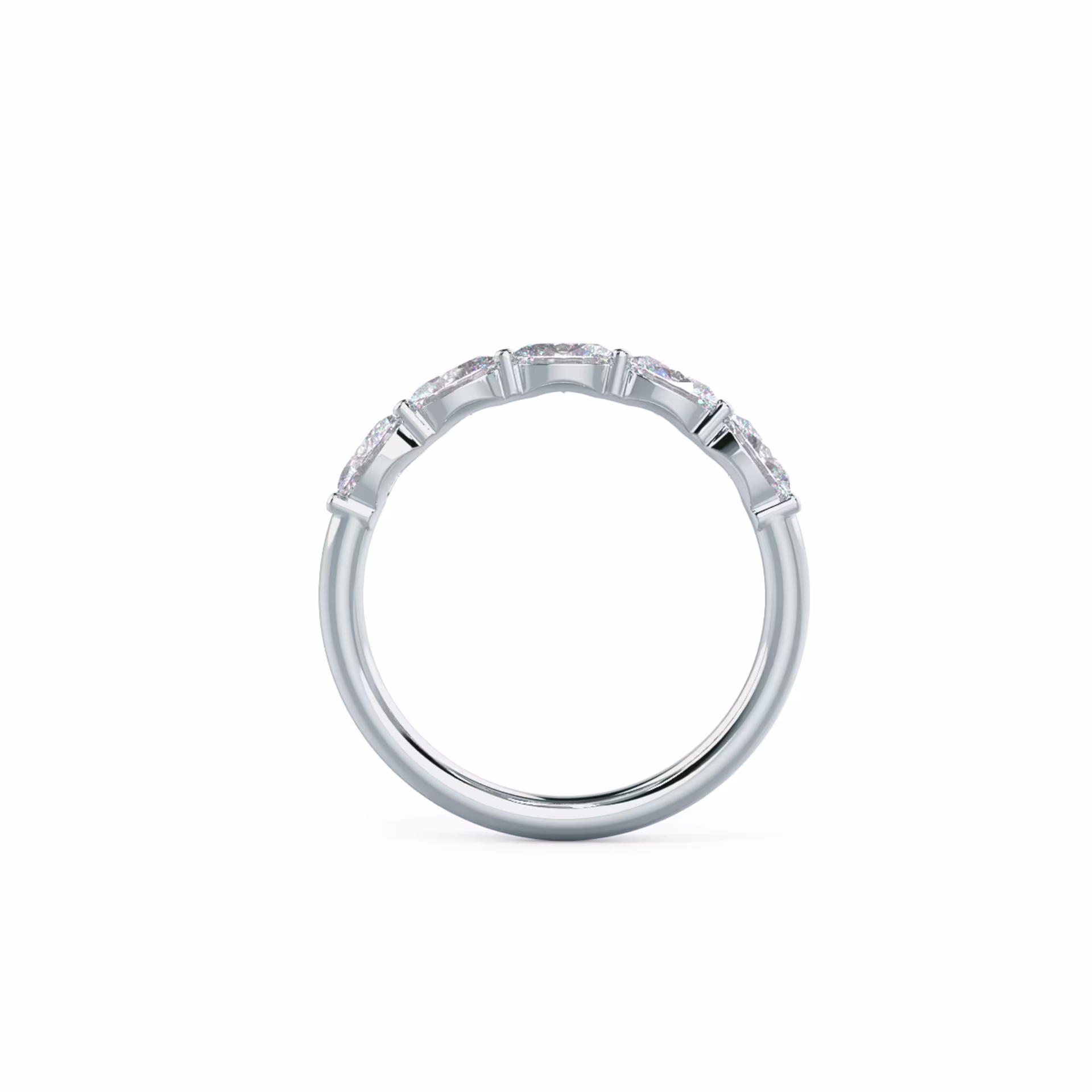 1.0 Carat Diamonds Oval East-West Five Stone in 18k White Gold (Profile View)