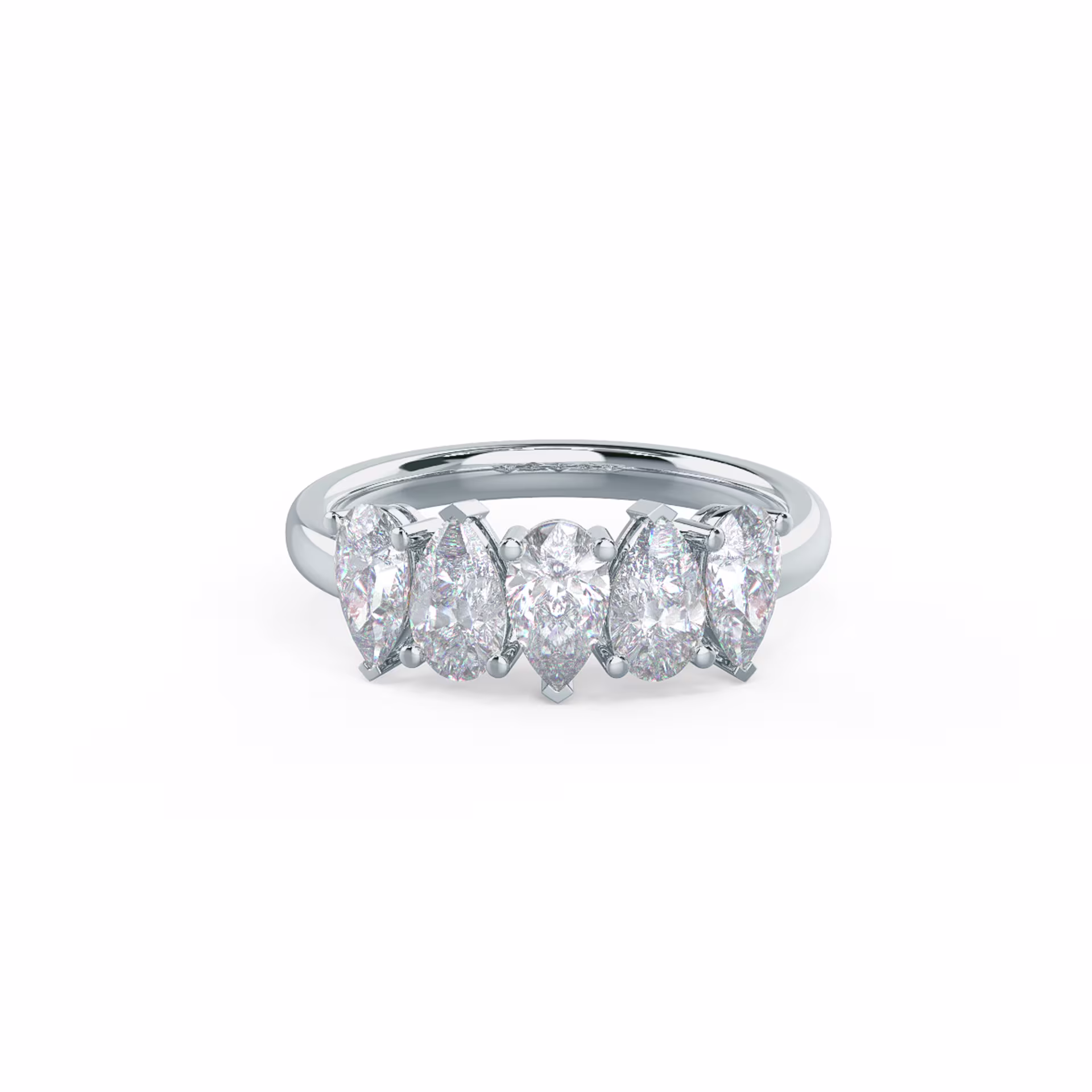 1.5 ct Lab Diamonds Pear Alternating Five Stone in 18k White Gold (Main View)