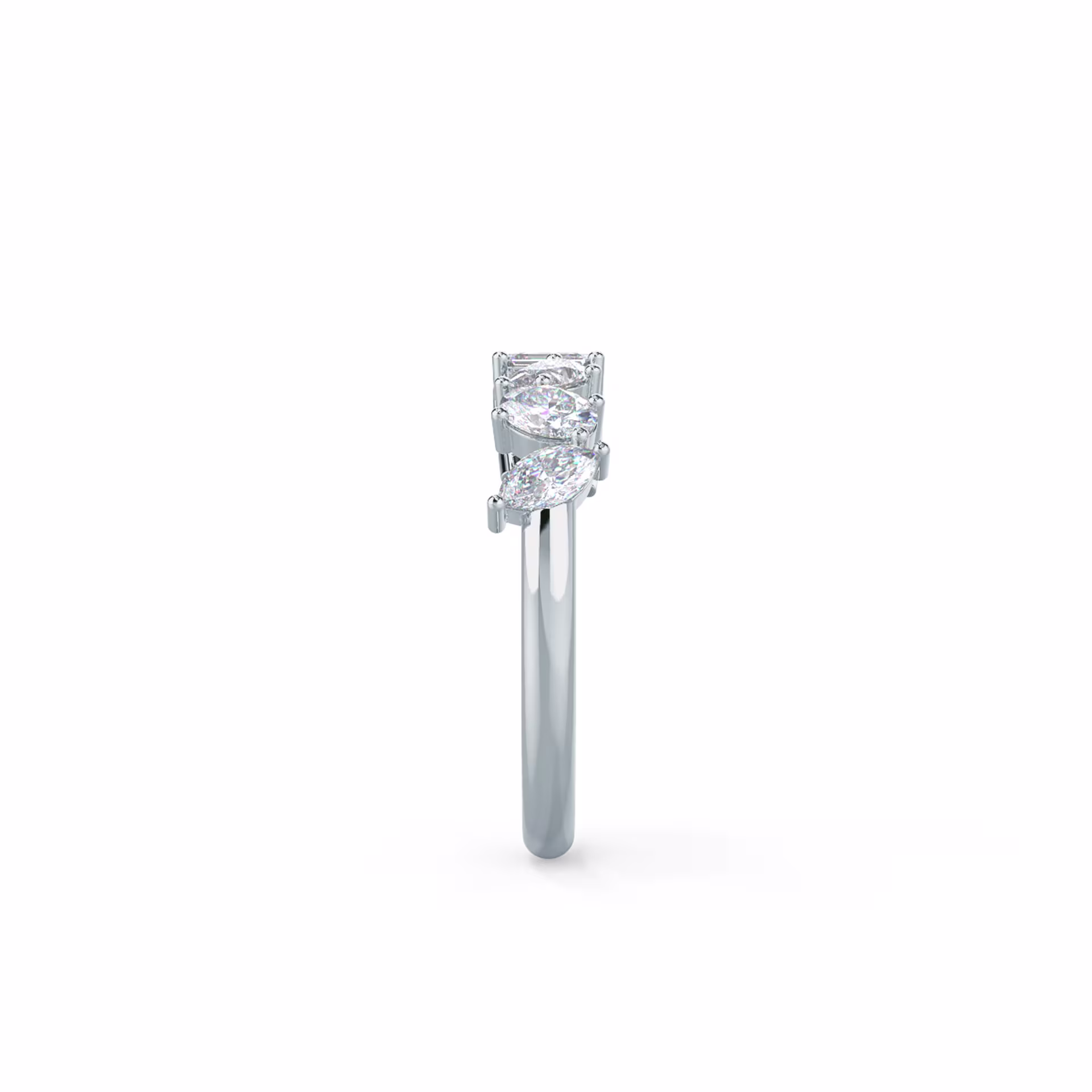 1.0 ct Synthetic Diamonds set in 18k White Gold Cassidy Seven Stone (Side View)