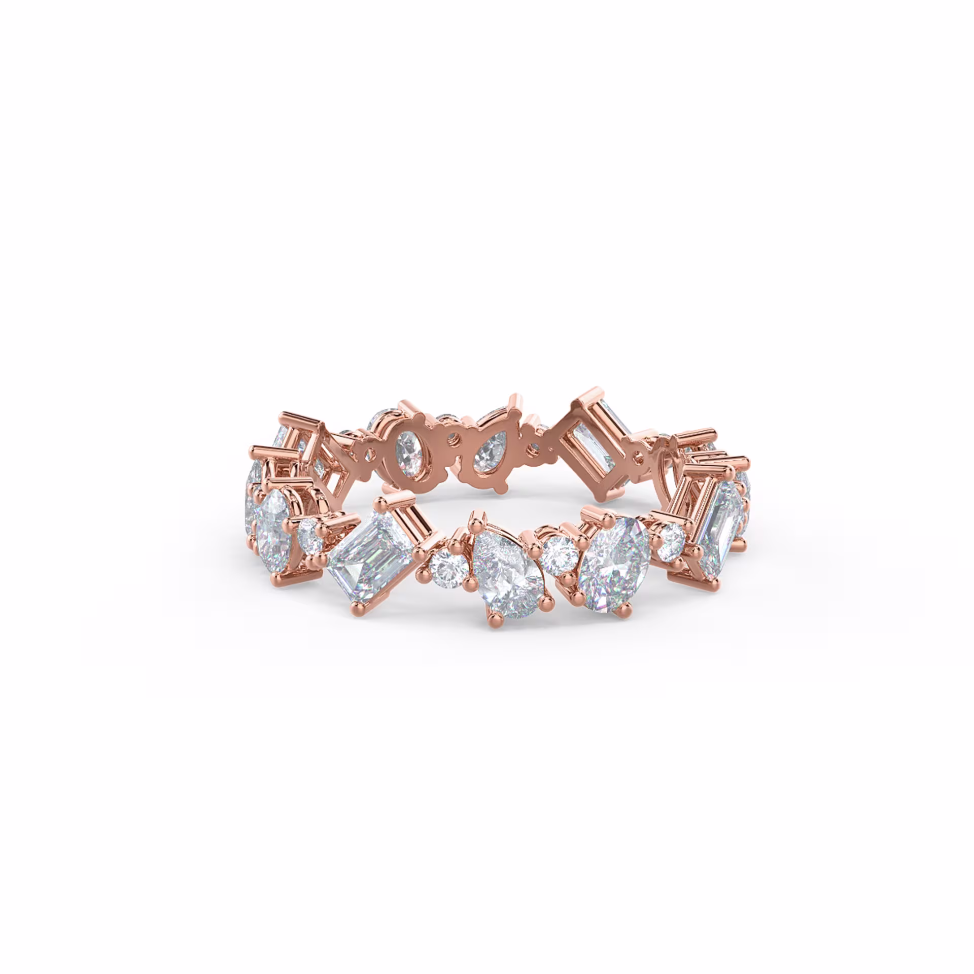 Hand Selected 2.0 Carat Synthetic Diamonds set in 14k Rose Gold Cassie Eternity Band (Main View)