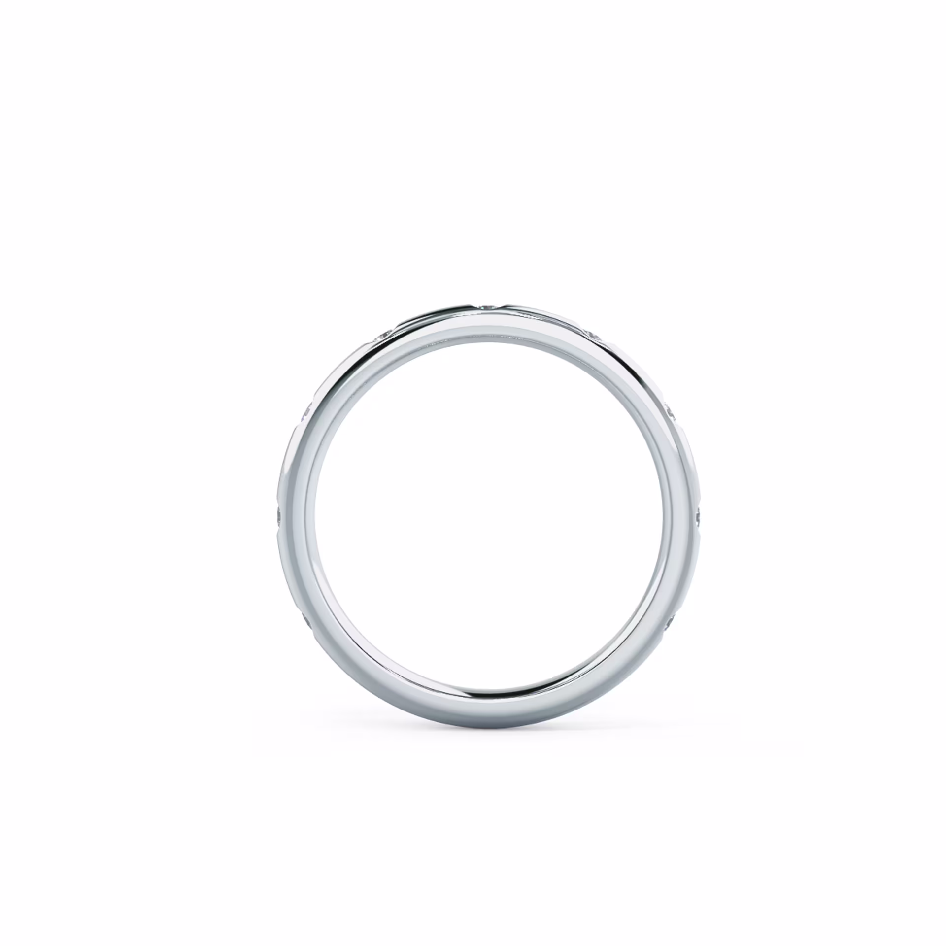 0.25 Carat Man Made Diamonds Rounded Flush Set Three Quarter Band in 18kt White Gold (Profile View)